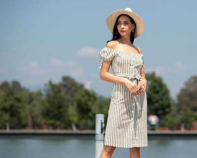 Foto 9 | Vestido Refill Causal Midi a Rayas