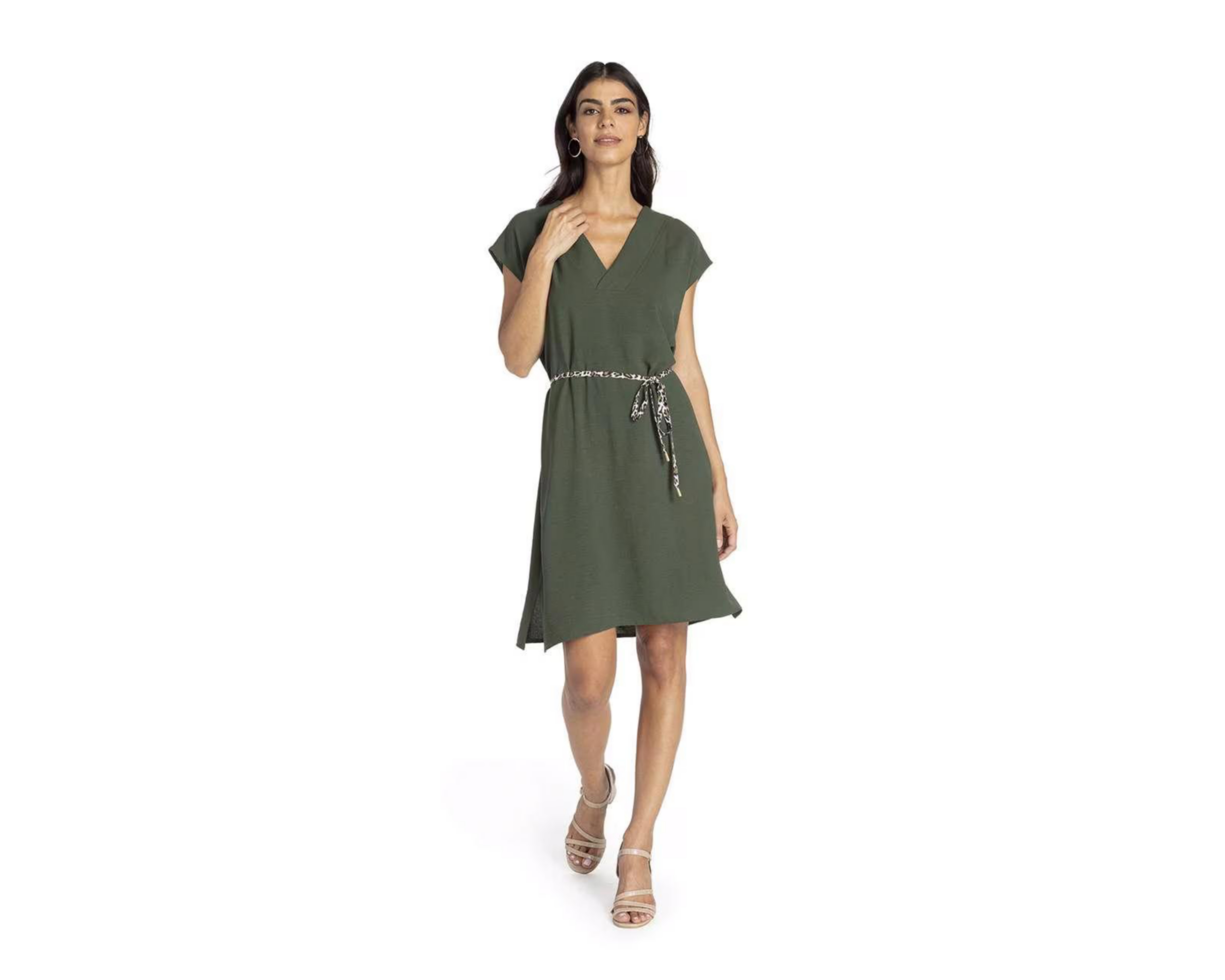 Foto 2 pulgar | Vestido Sahara Formal Corto Verde con Escote V