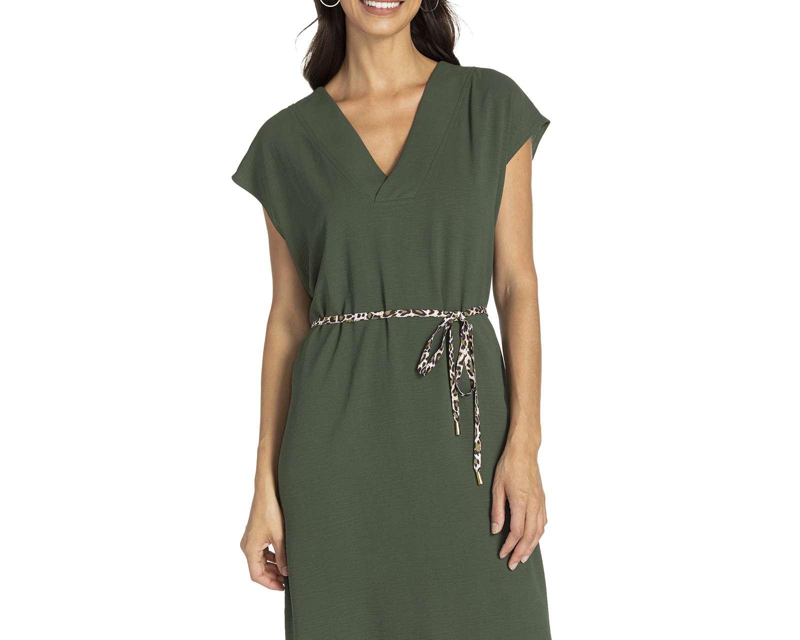 Foto 5 pulgar | Vestido Sahara Formal Corto Verde con Escote V