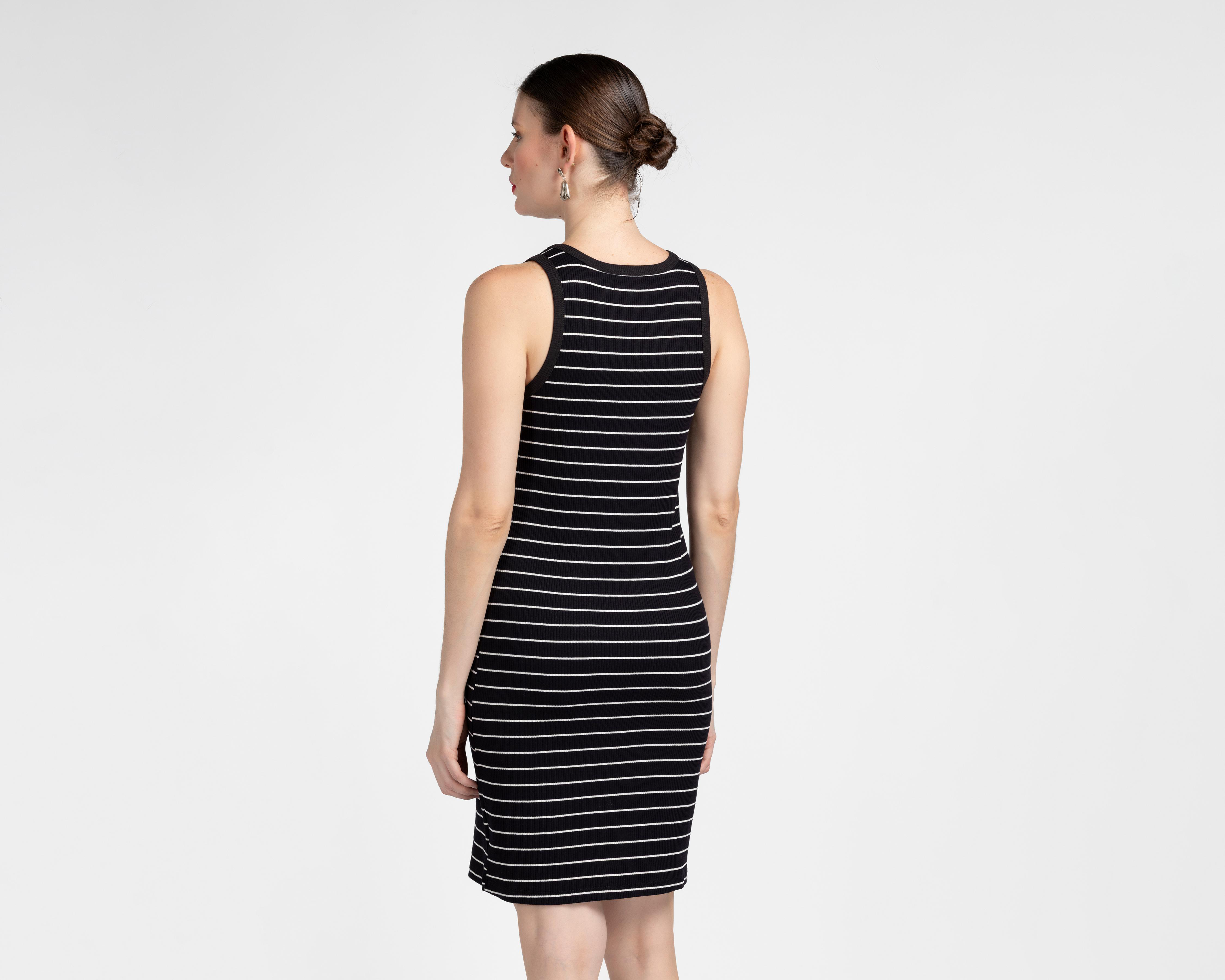 Foto 4 pulgar | Vestido Casual Sahara a Rayas Negro sin Mangas para Mujer