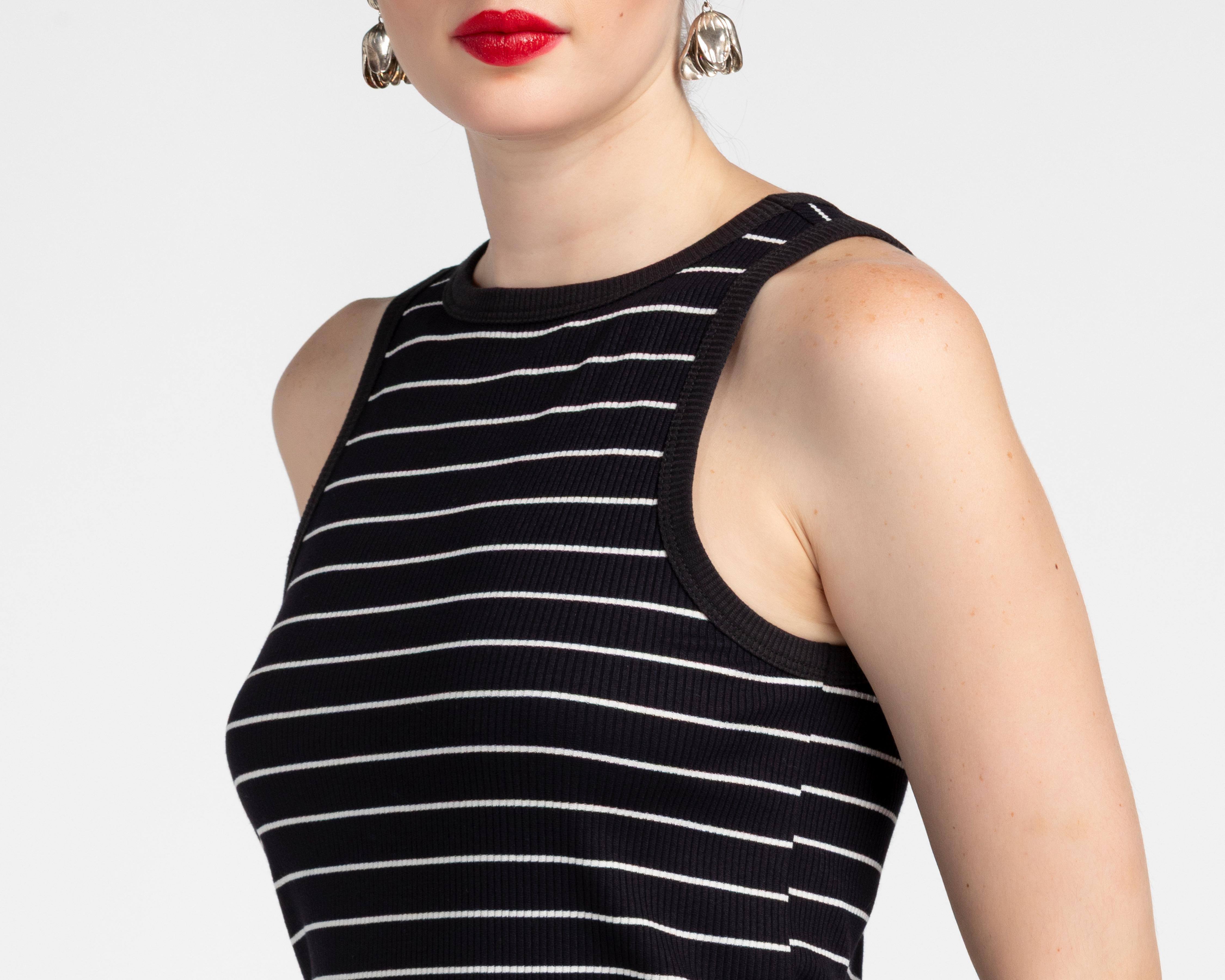 Foto 5 pulgar | Vestido Casual Sahara a Rayas Negro sin Mangas para Mujer
