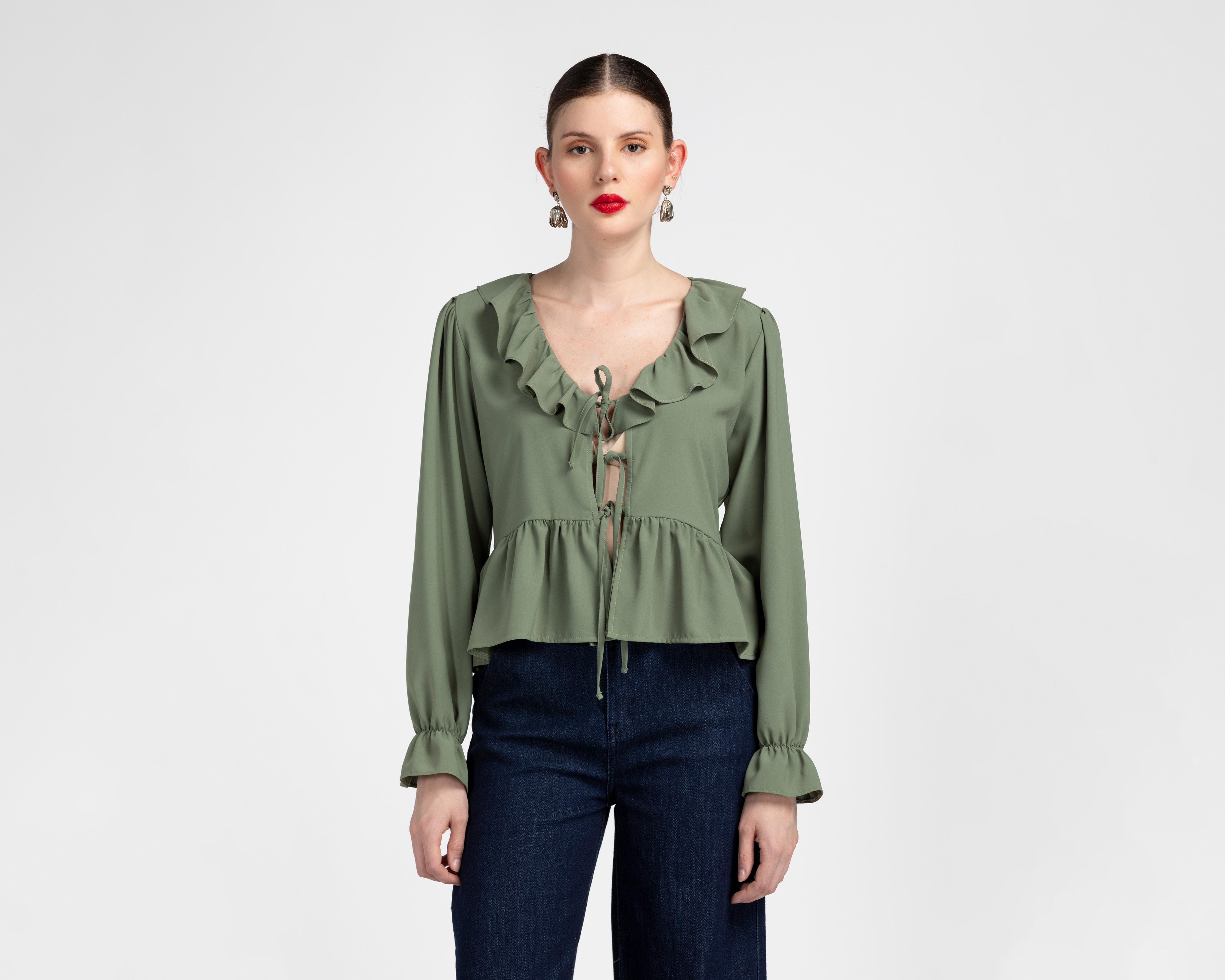 Foto 2 pulgar | Blusa Verde Sahara para Mujer