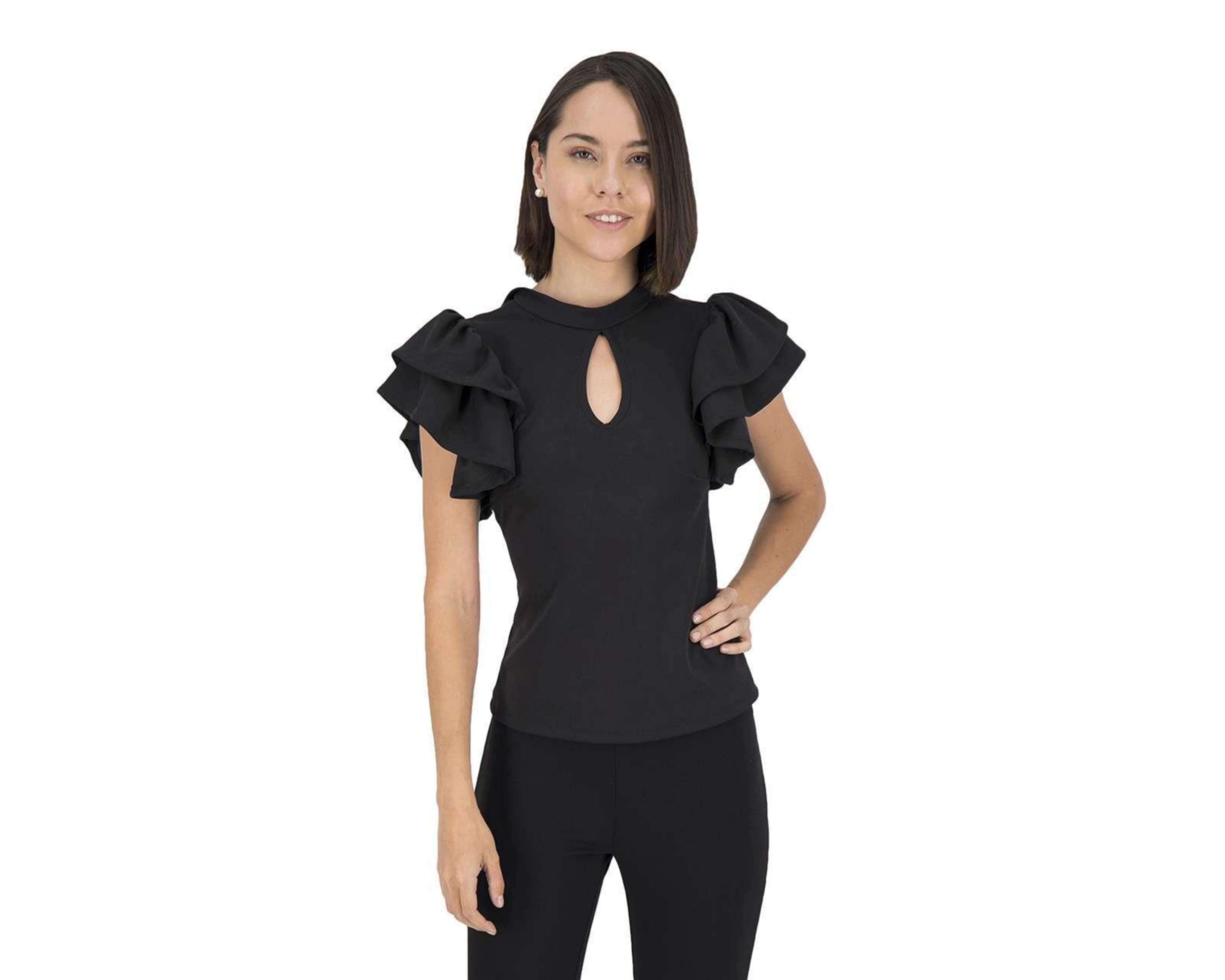 Foto 3 pulgar | Blusa Thinner Manga Corta con Holanes