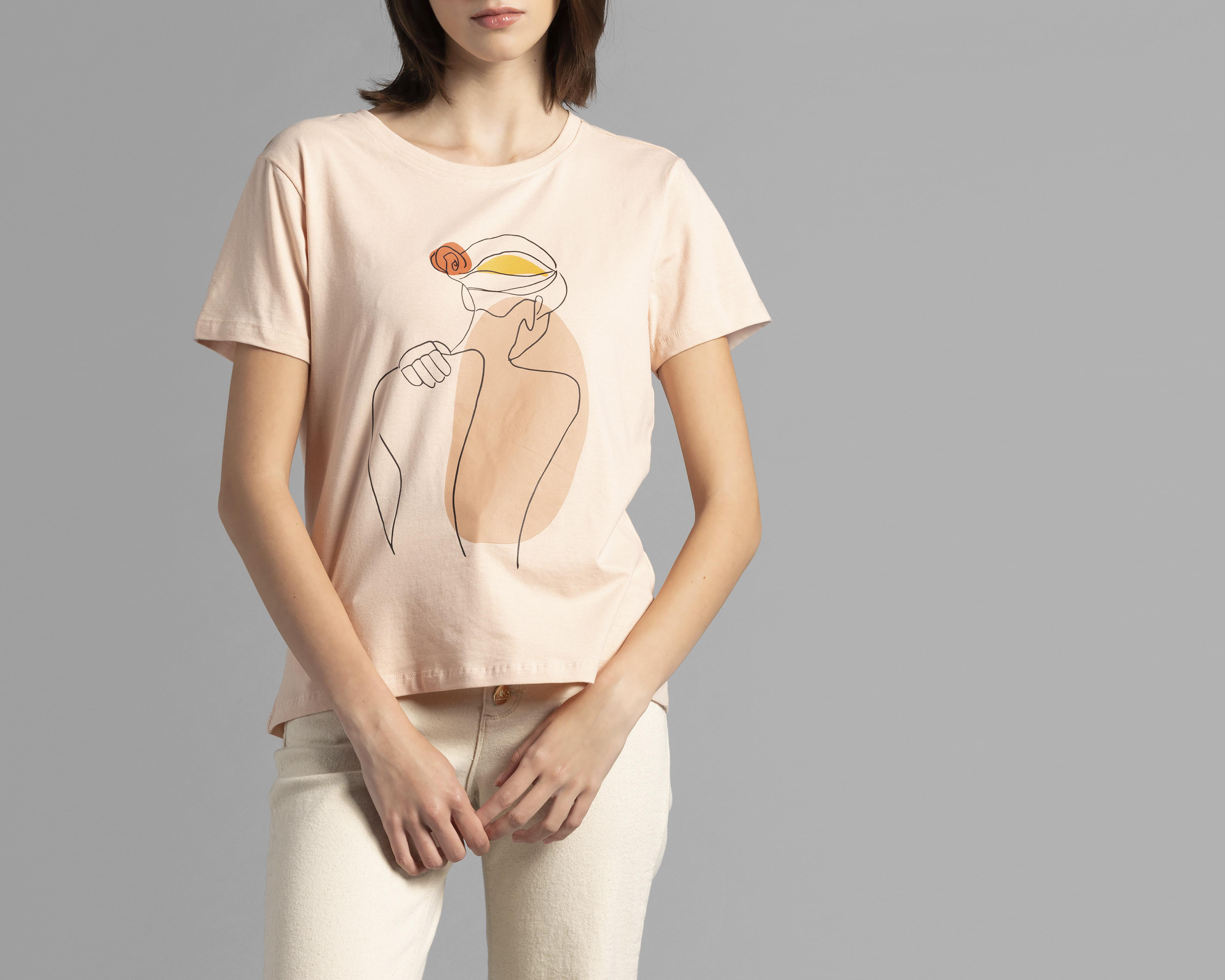 Foto 1 | Playera Thinner Manga Corta con Estampado
