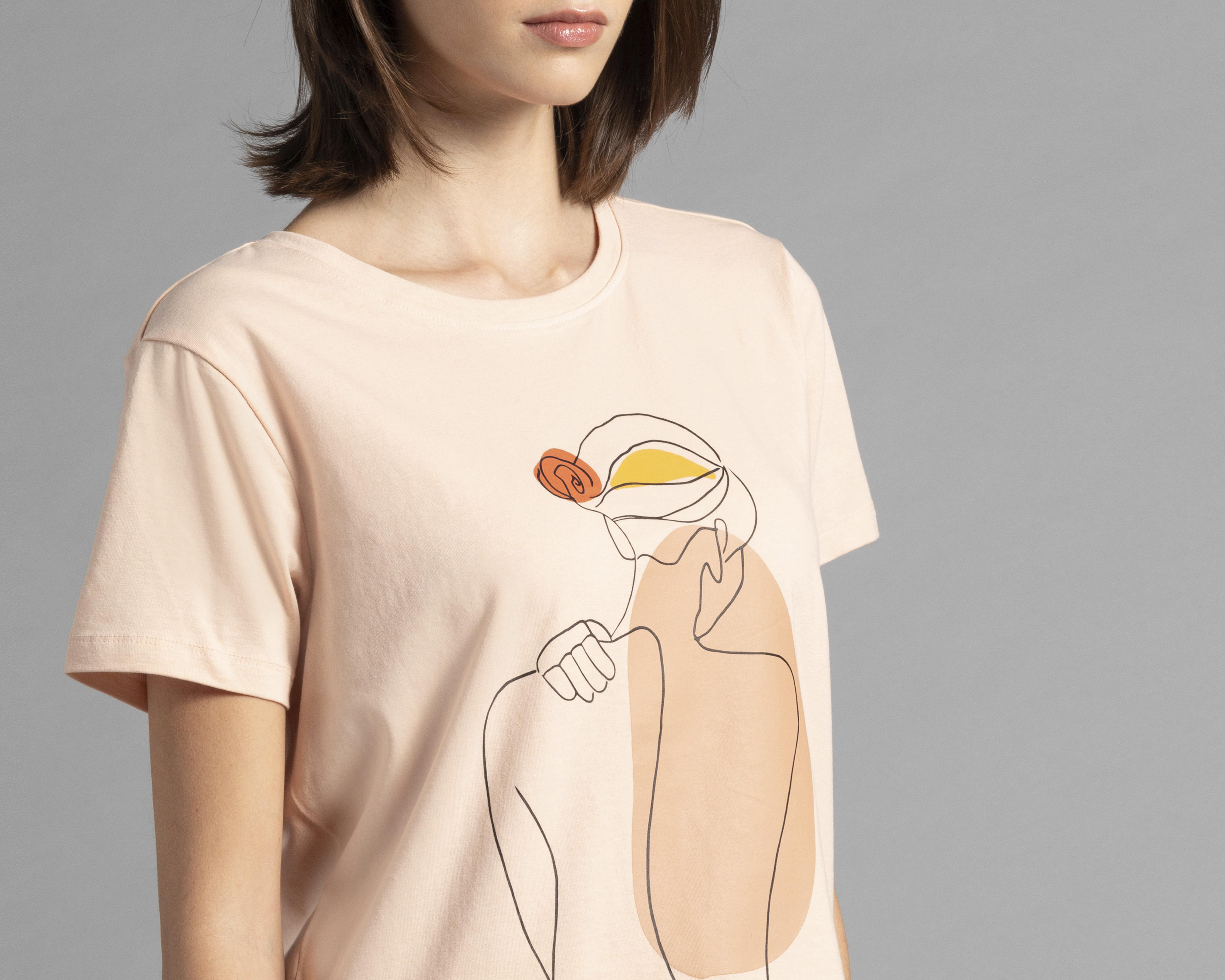 Foto 8 pulgar | Playera Thinner Manga Corta con Estampado