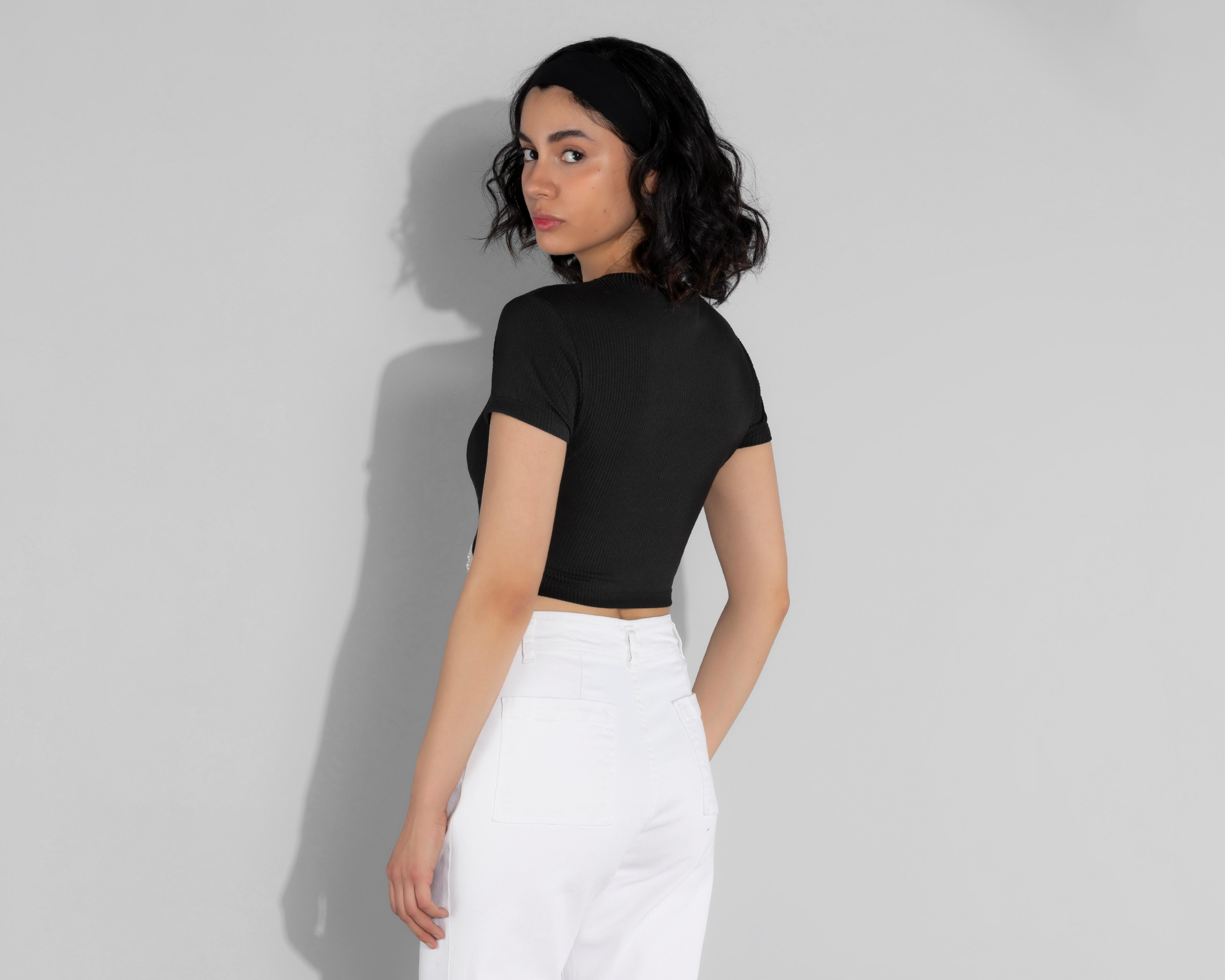 Foto 4 pulgar | Blusa Thinner Manga Corta con Perlas