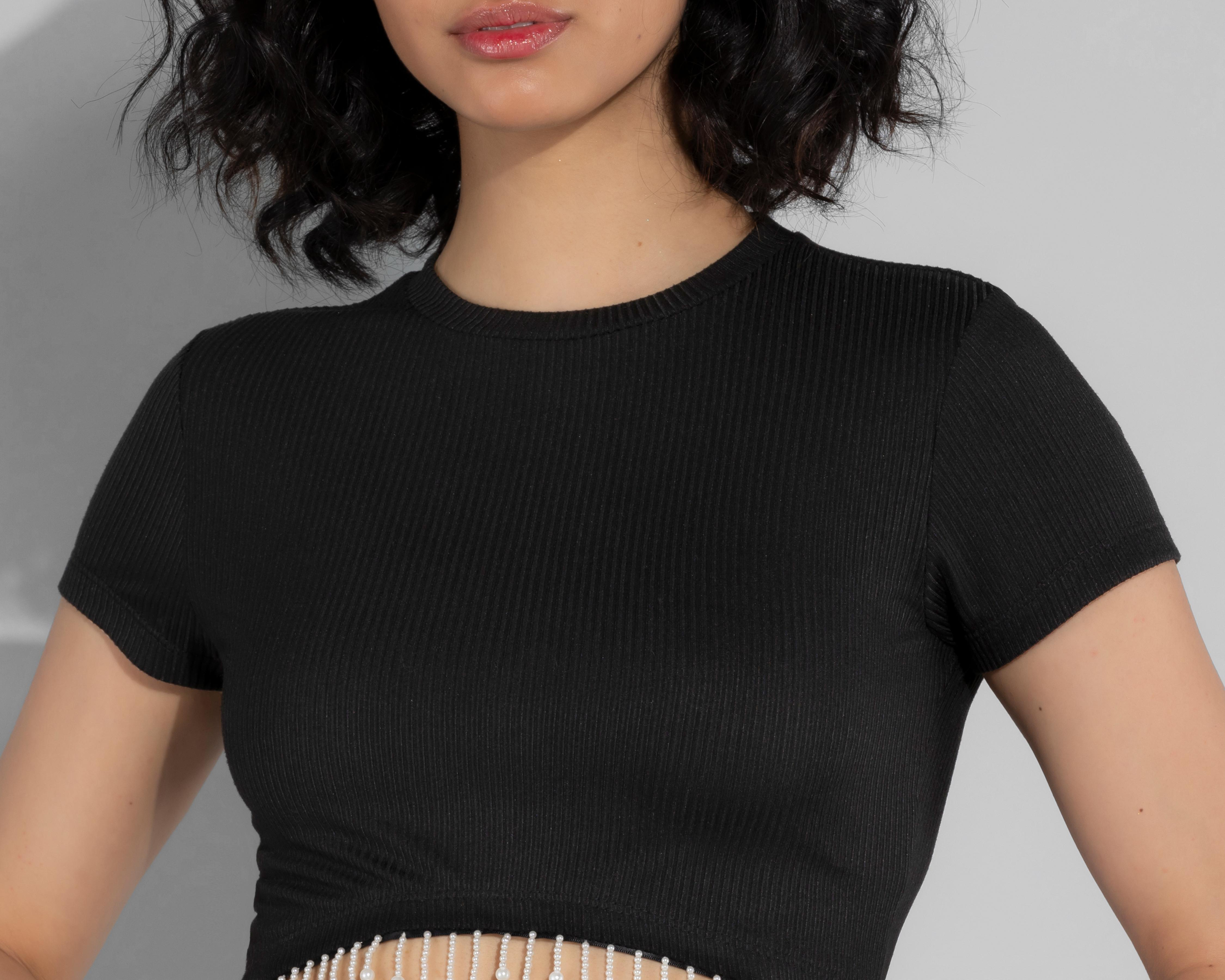 Foto 5 pulgar | Blusa Thinner Manga Corta con Perlas
