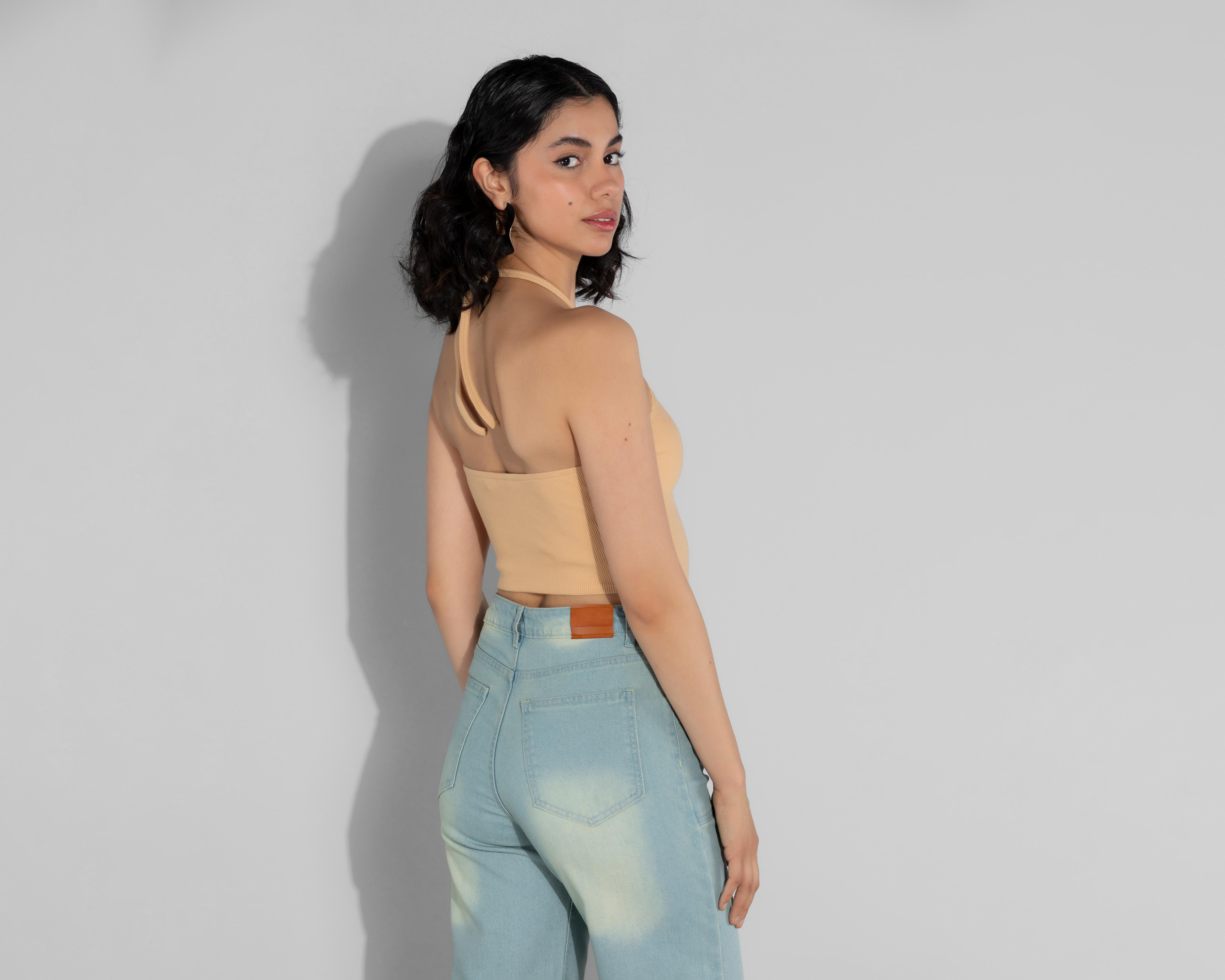 Foto 4 pulgar | Blusa Thinner Abertura en Escote y Pedrería
