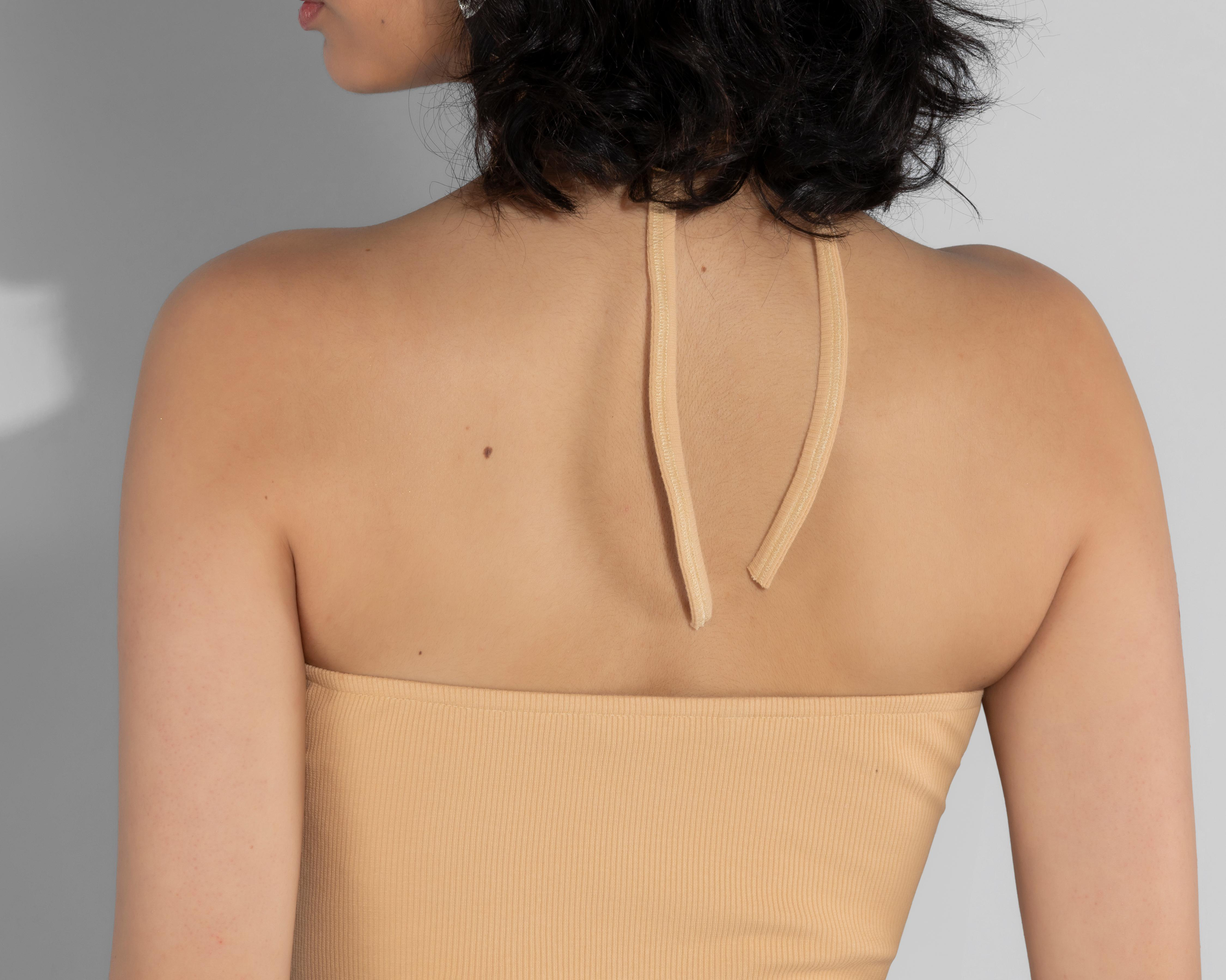 Foto 6 pulgar | Blusa Thinner Abertura en Escote y Pedrería