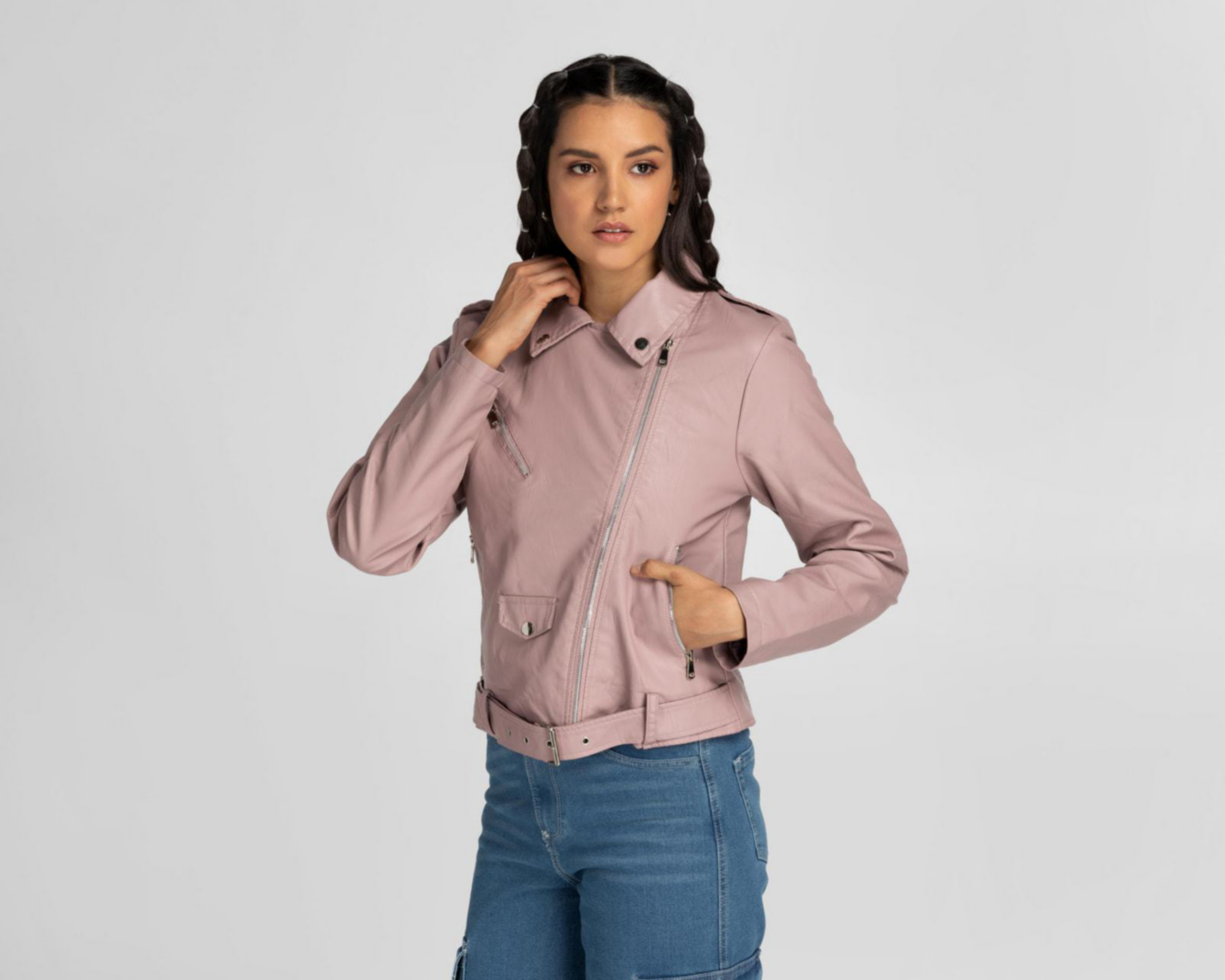 Foto 1 | Chamarra Pink Cotton Rosa tipo Vinipiel