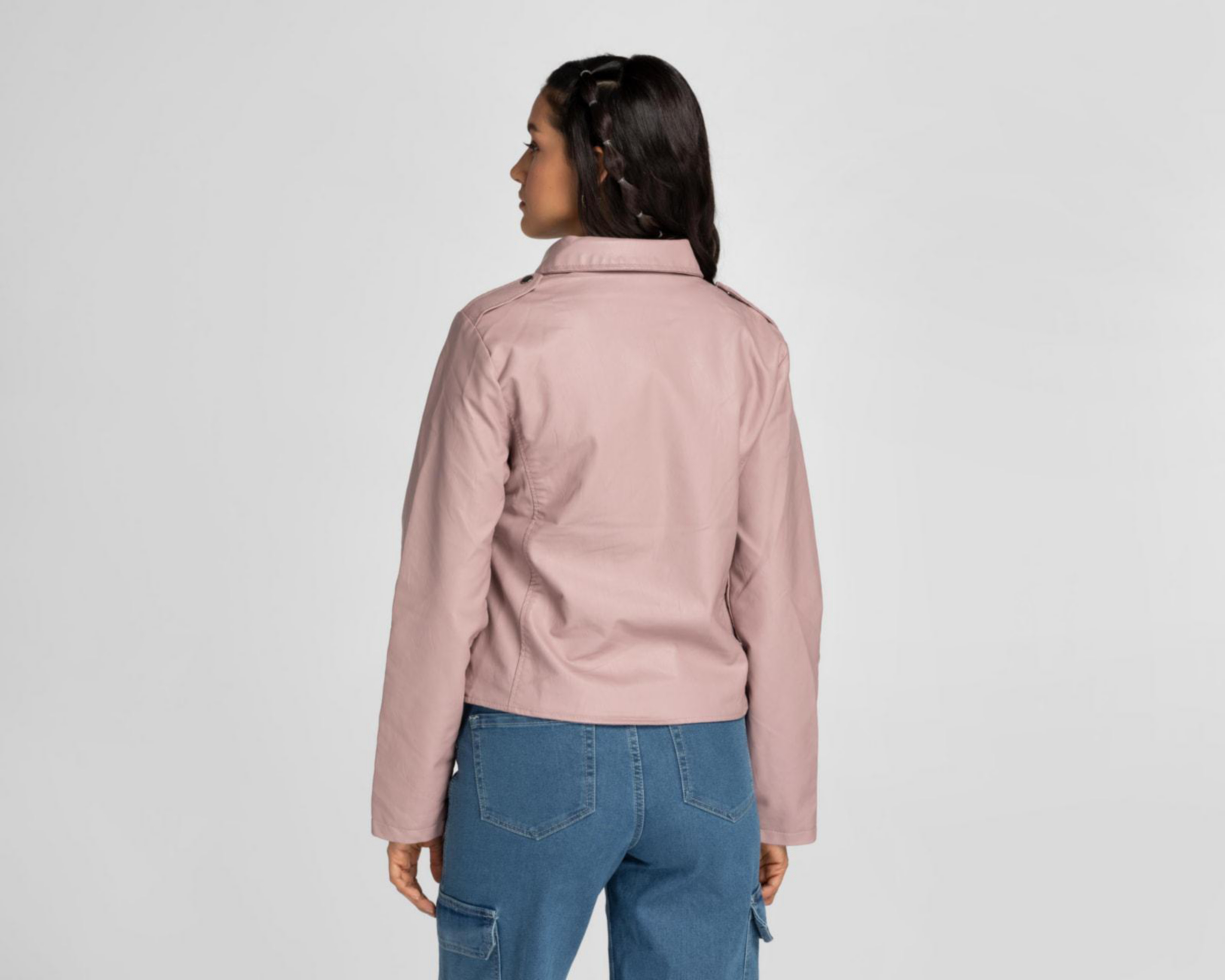 Foto 4 pulgar | Chamarra Pink Cotton Rosa tipo Vinipiel