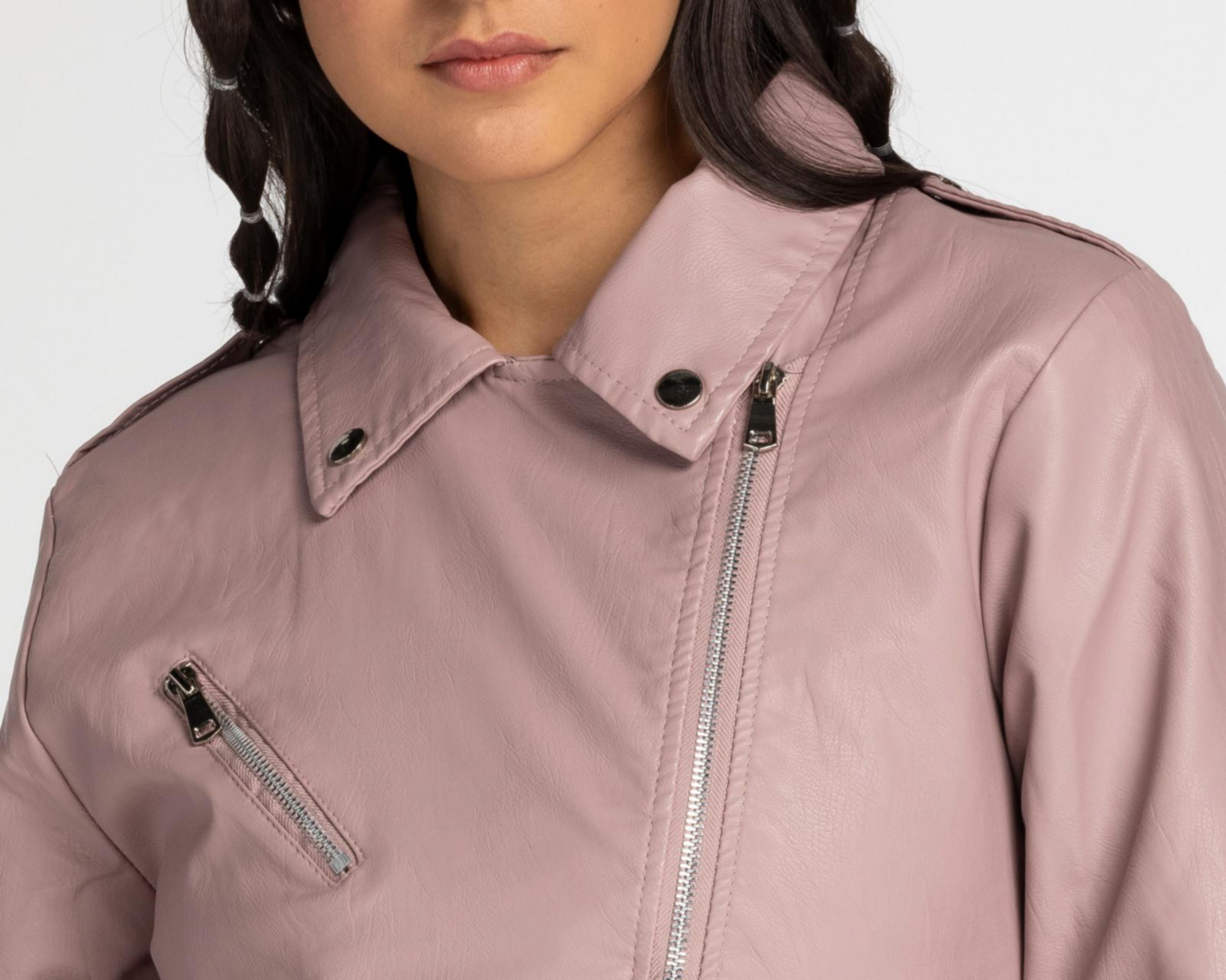 Foto 4 | Chamarra Pink Cotton Rosa tipo Vinipiel
