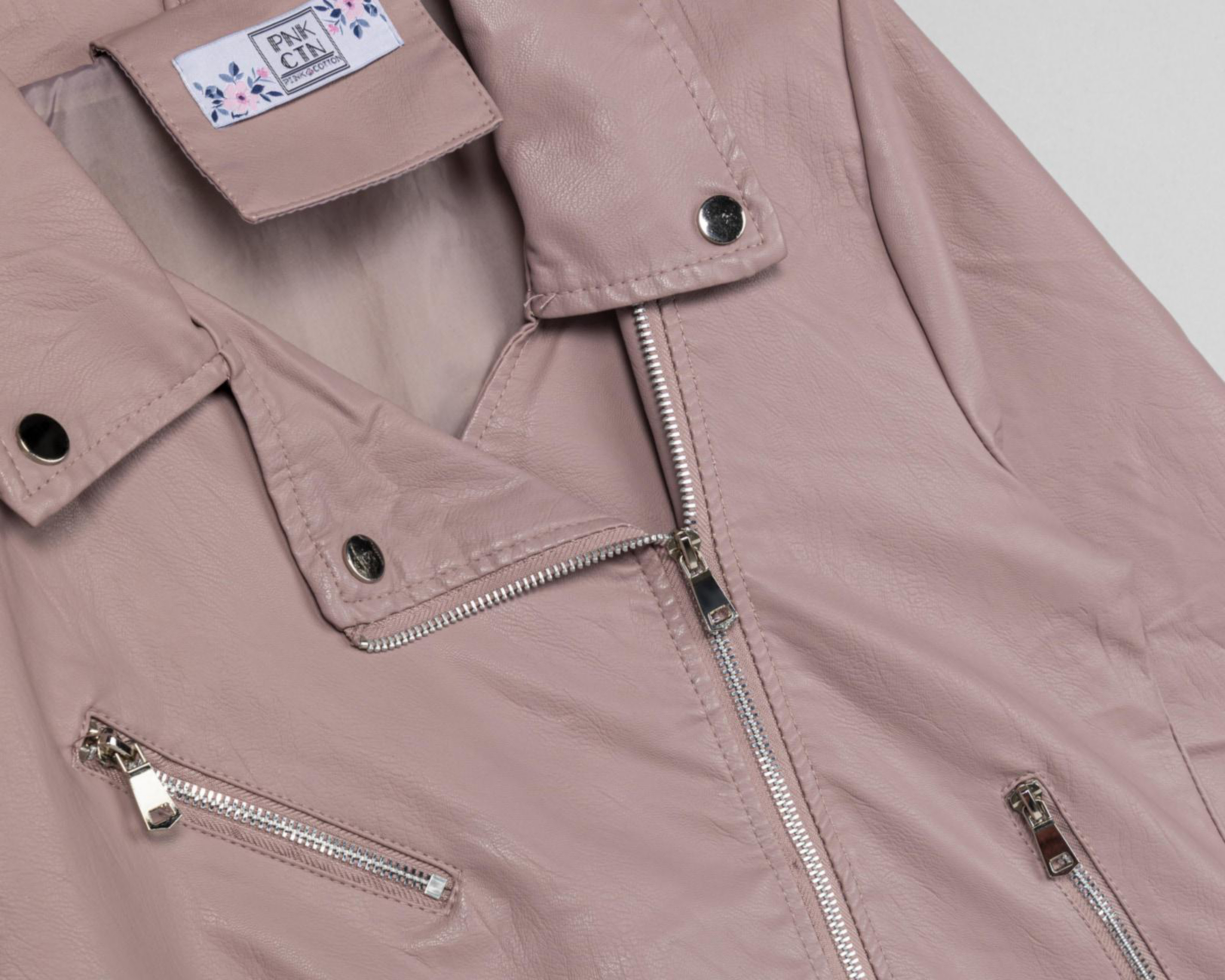 Foto 7 | Chamarra Pink Cotton Rosa tipo Vinipiel