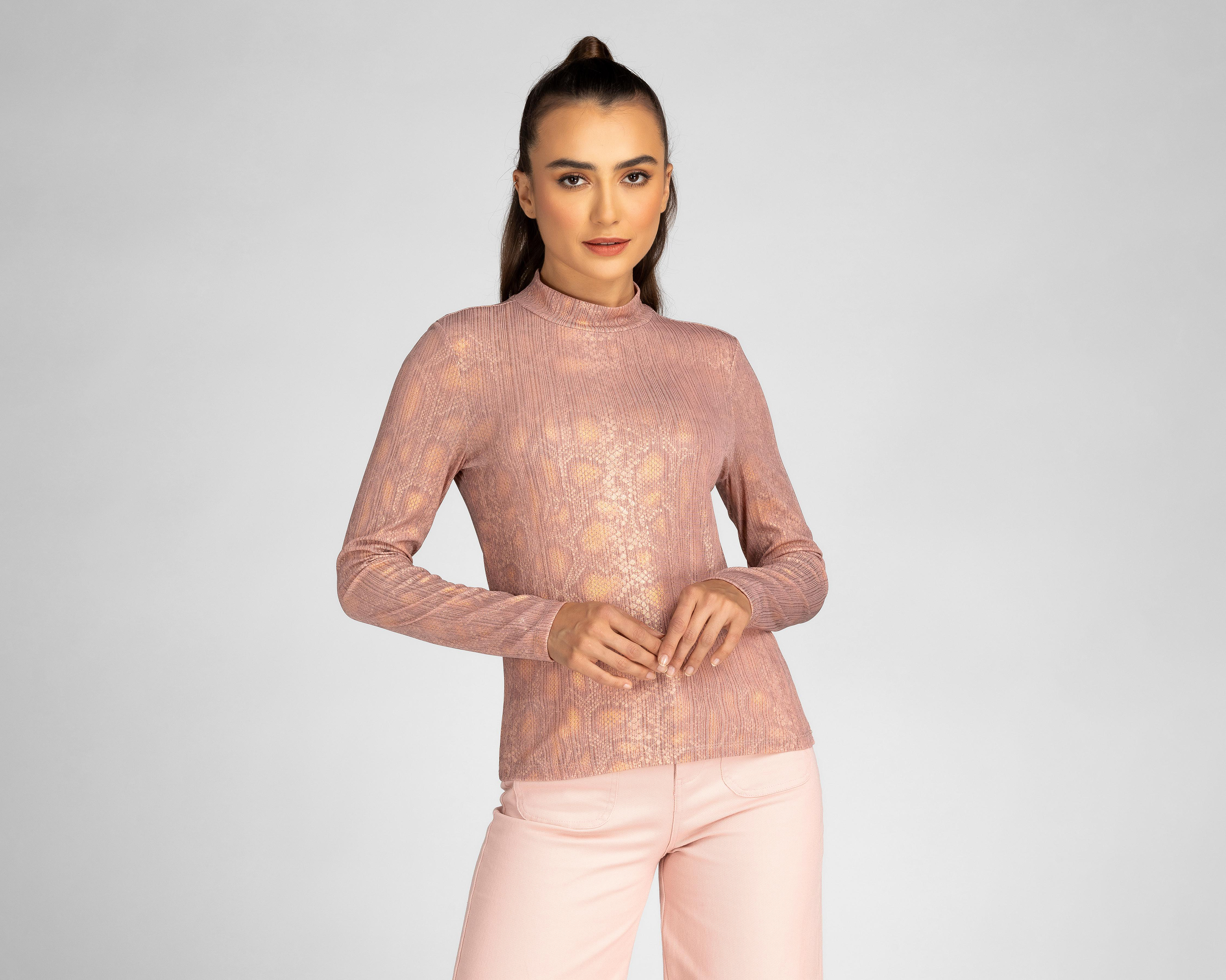 Blusa Jennifer Lopez Rosa Manga Larga