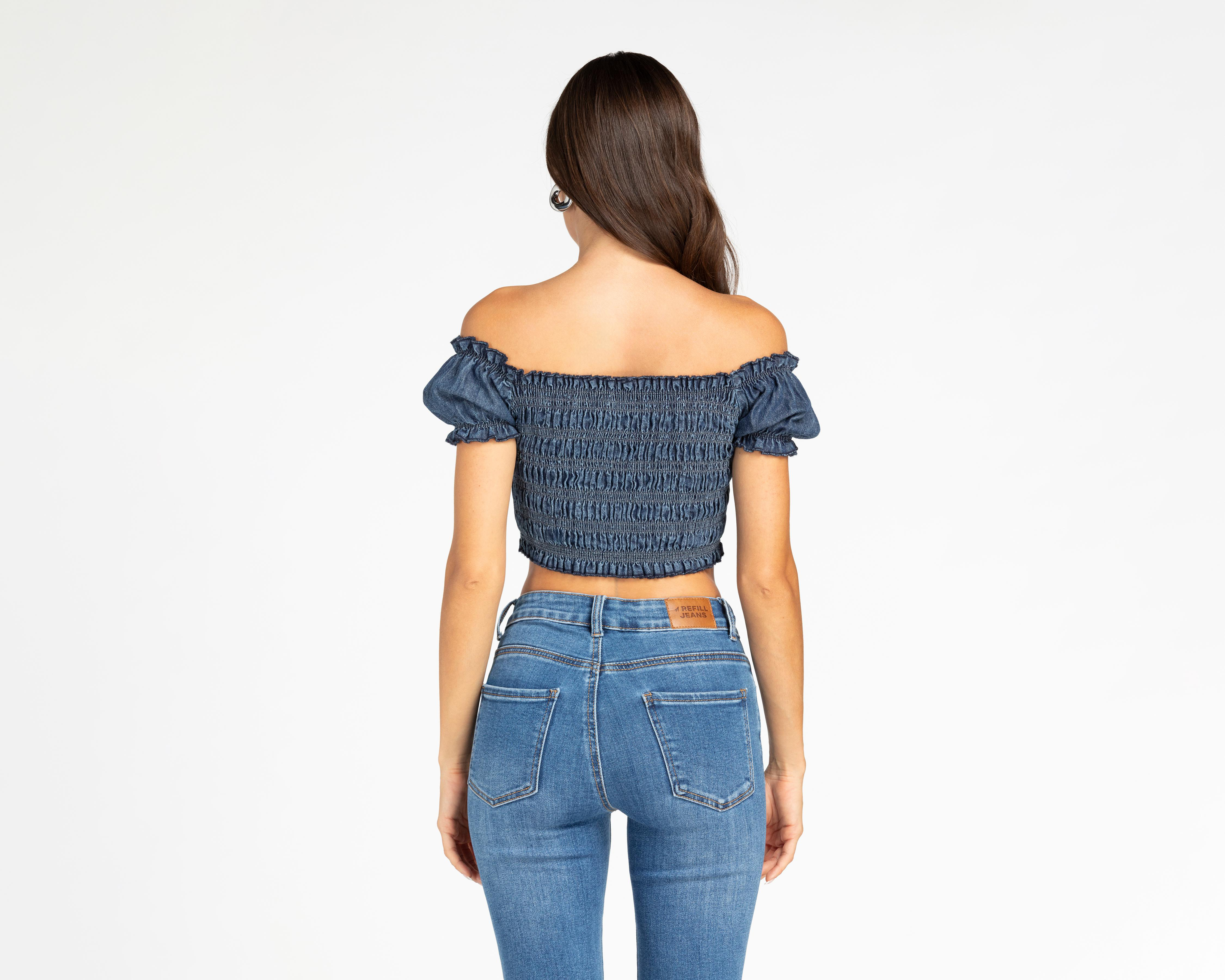 Foto 4 pulgar | Crop Top Refill Azul para Mujer