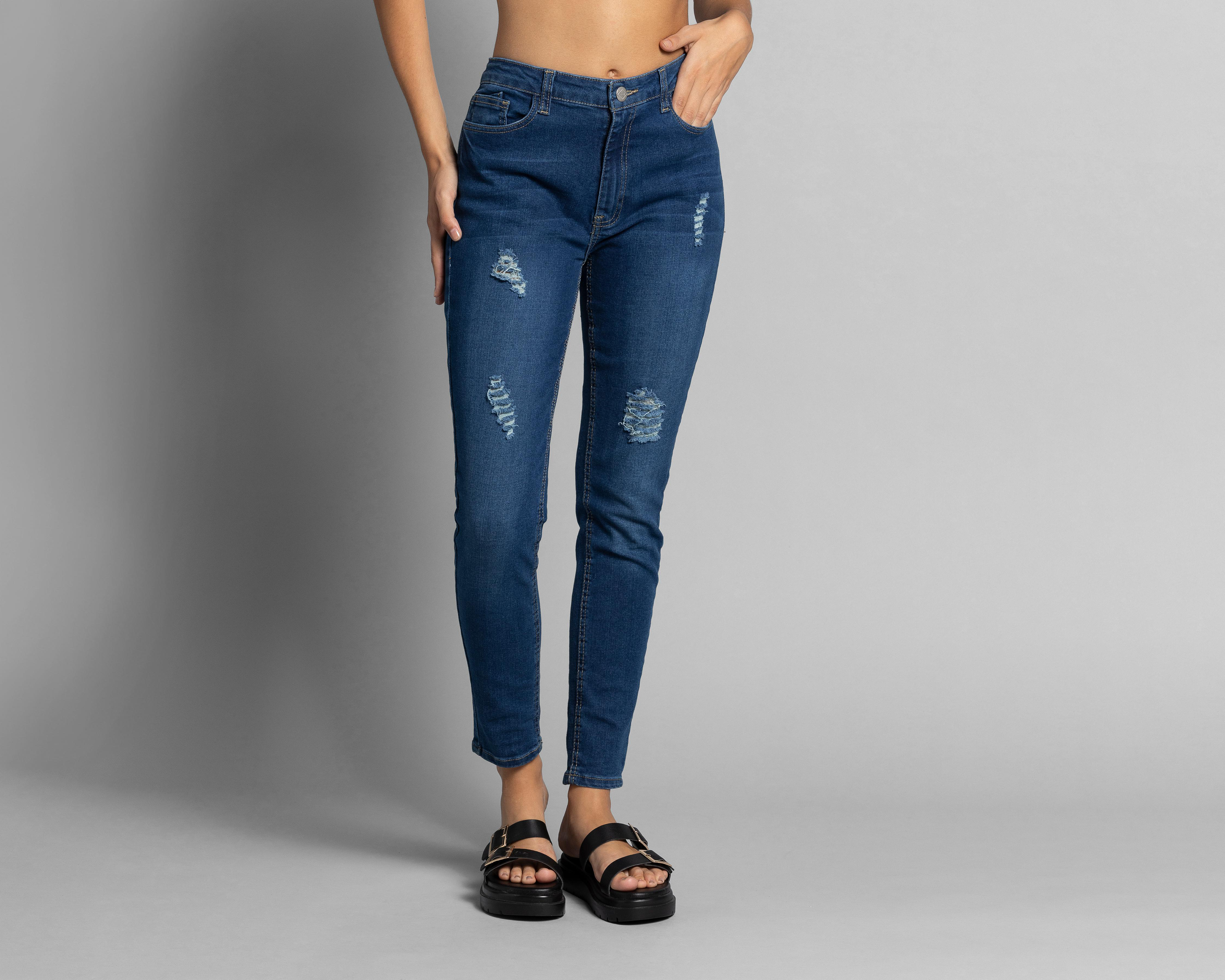 Jeans Thinner Straight con Destrucciones
