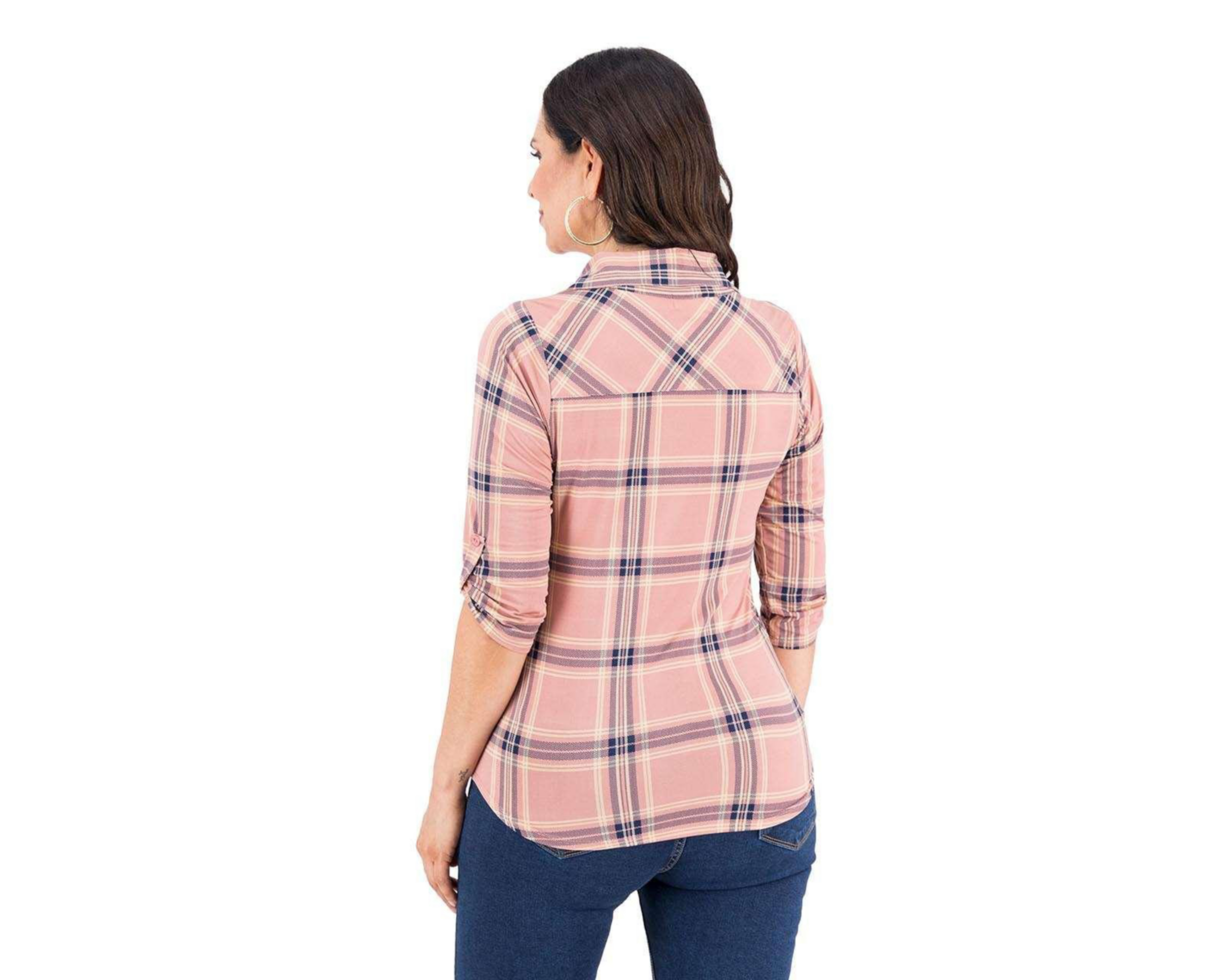 Foto 2 | Blusa Lady Sun Manga 3/4 a Cuadros