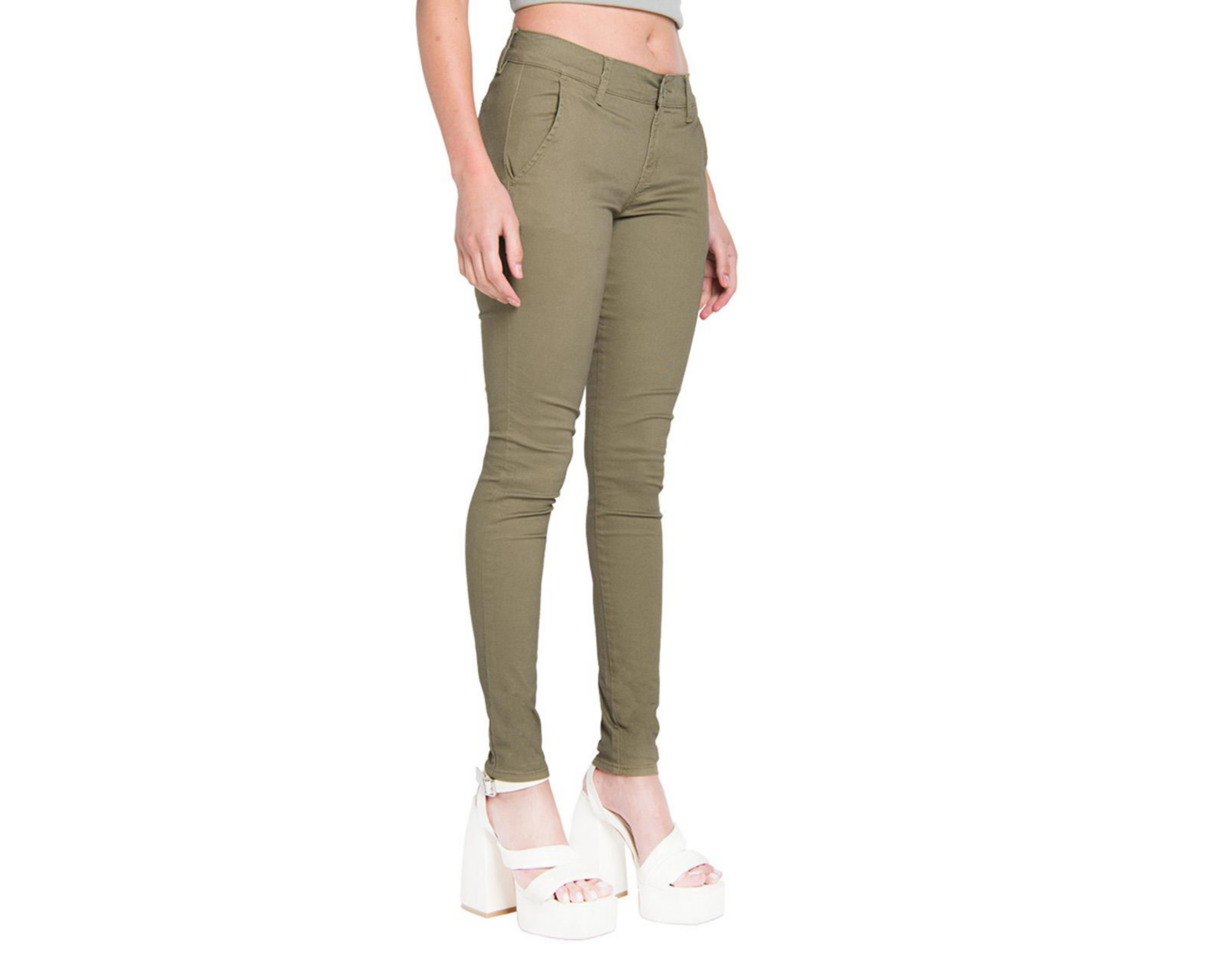 Foto 3 pulgar | Pantalón Chino Oggi Verde para Mujer