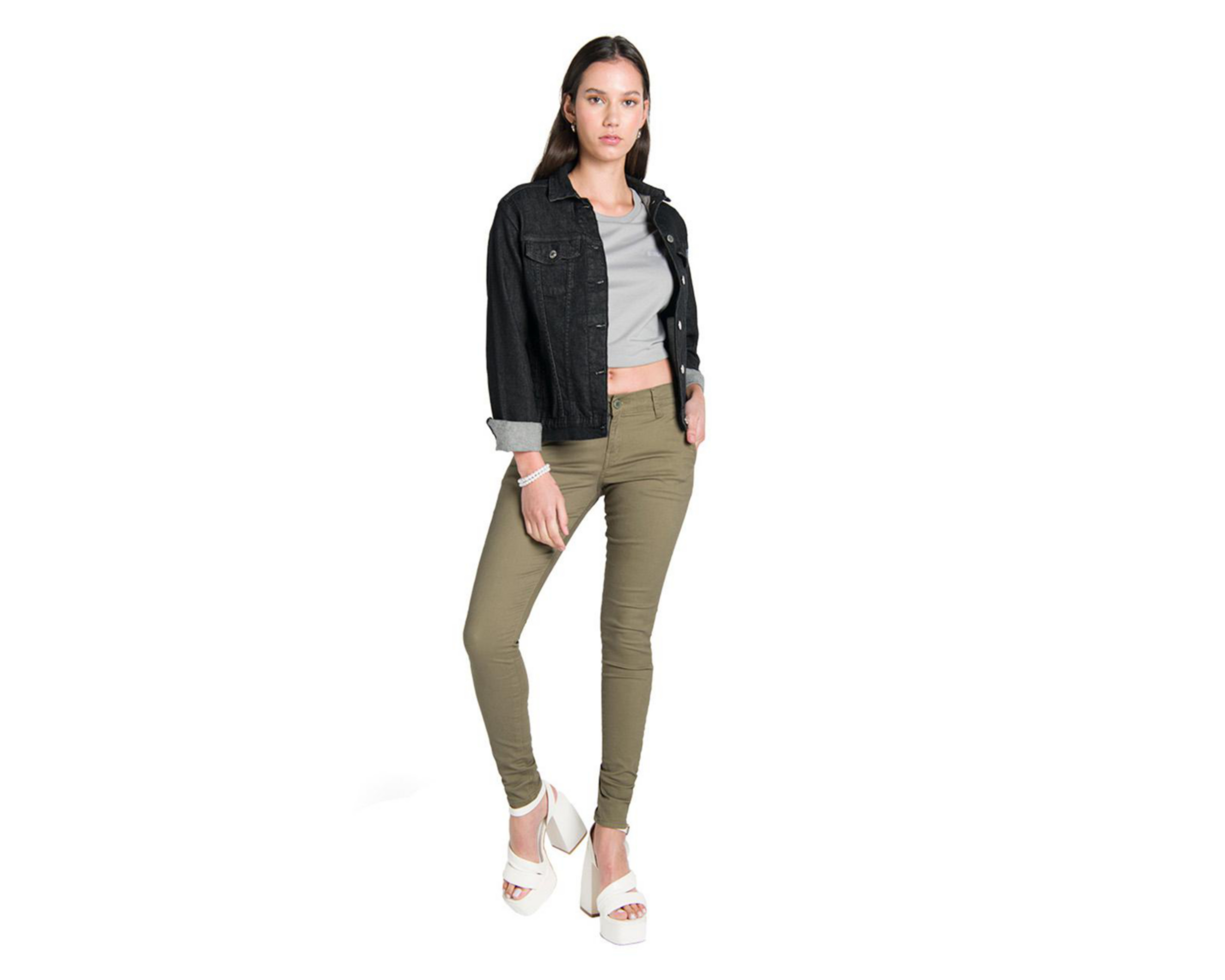 Foto 6 pulgar | Pantalón Chino Oggi Verde para Mujer