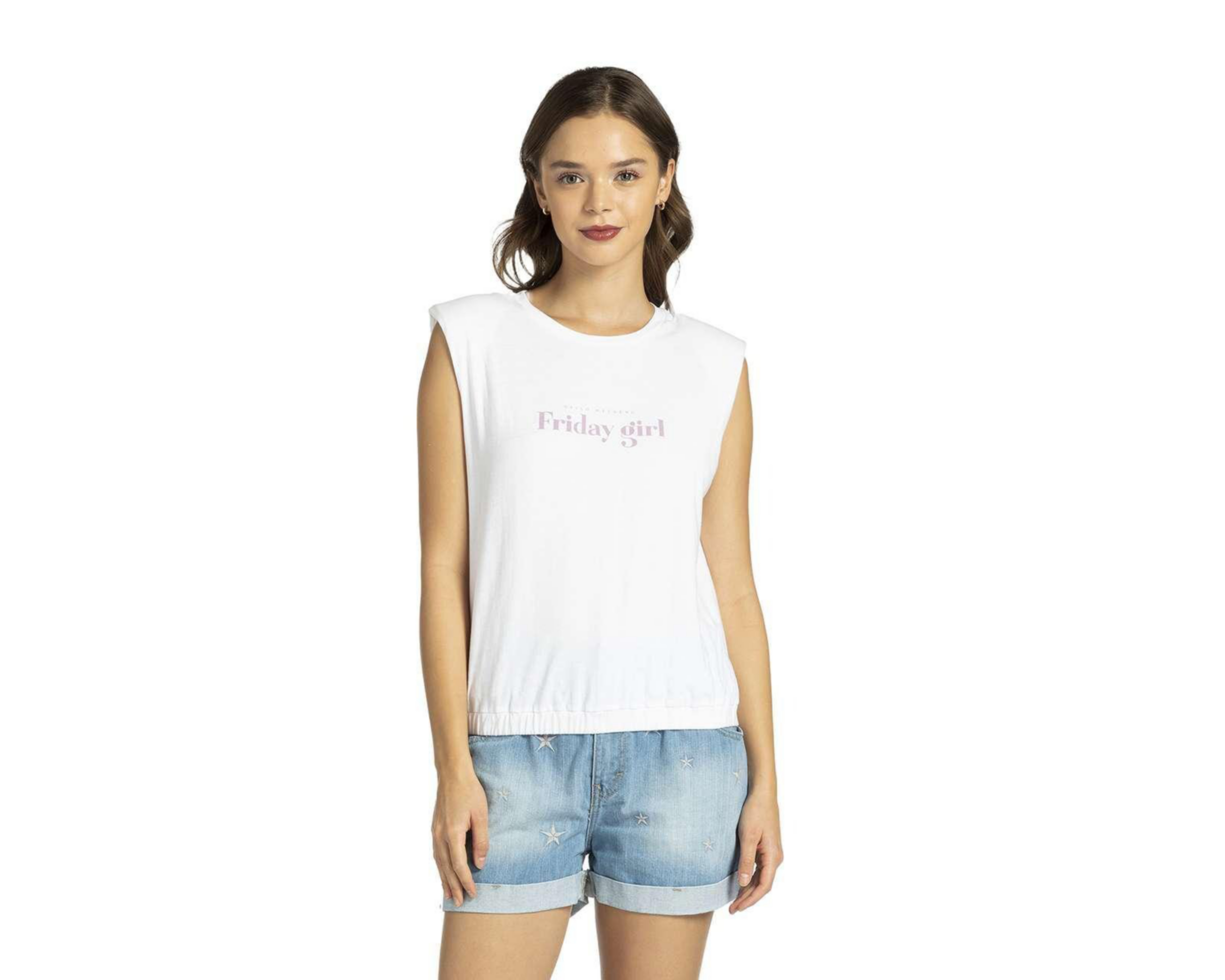 Foto 3 pulgar | Playera Thinner sin Mangas con Estampado