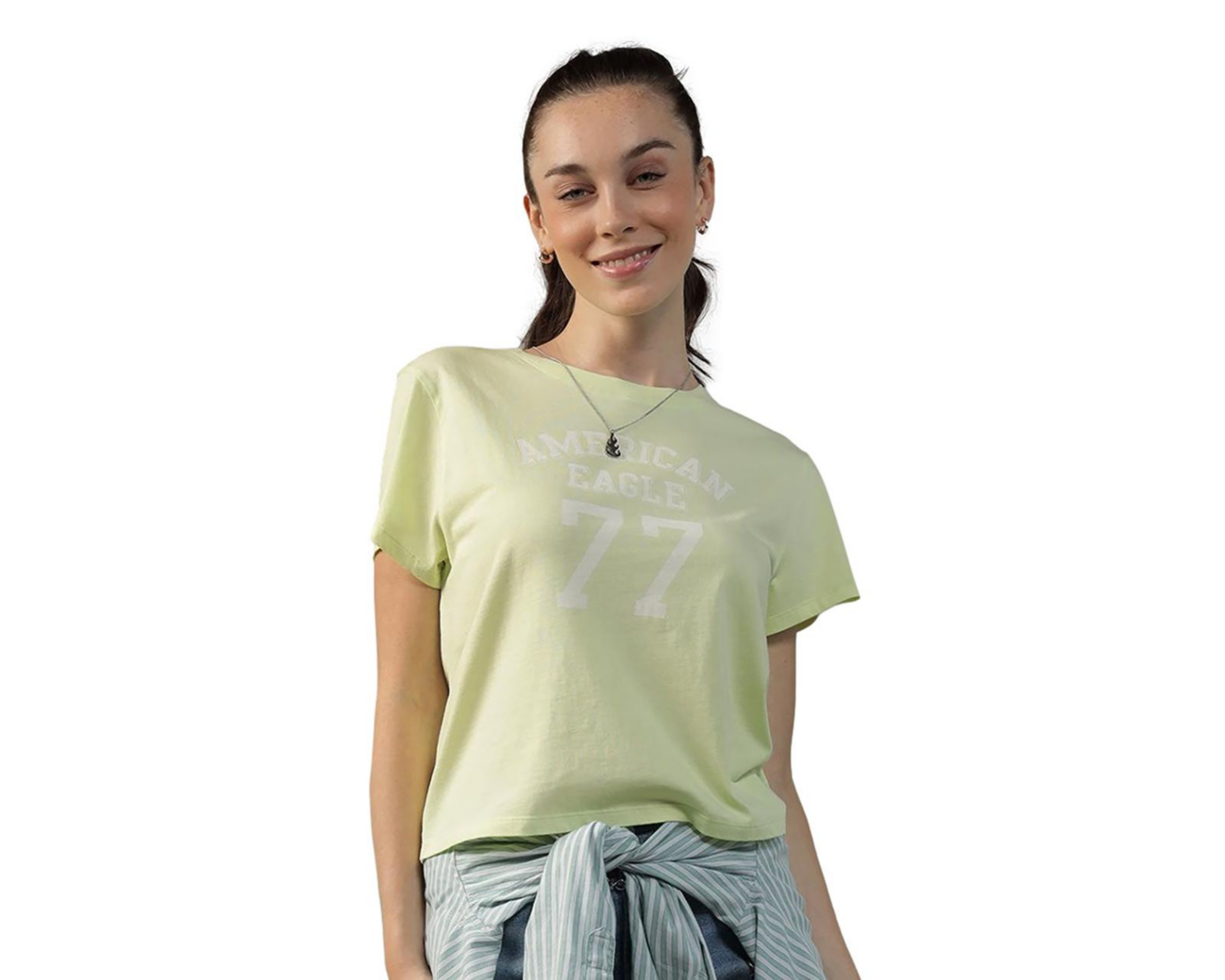 Foto 2 pulgar | Playera American Eagle Manga Corta para Mujer