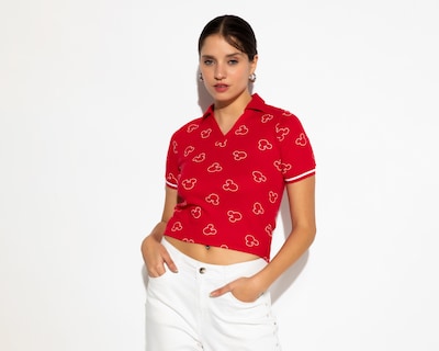 Foto 2 | Playera Polo Disney Mickey Mouse Roja para Mujer