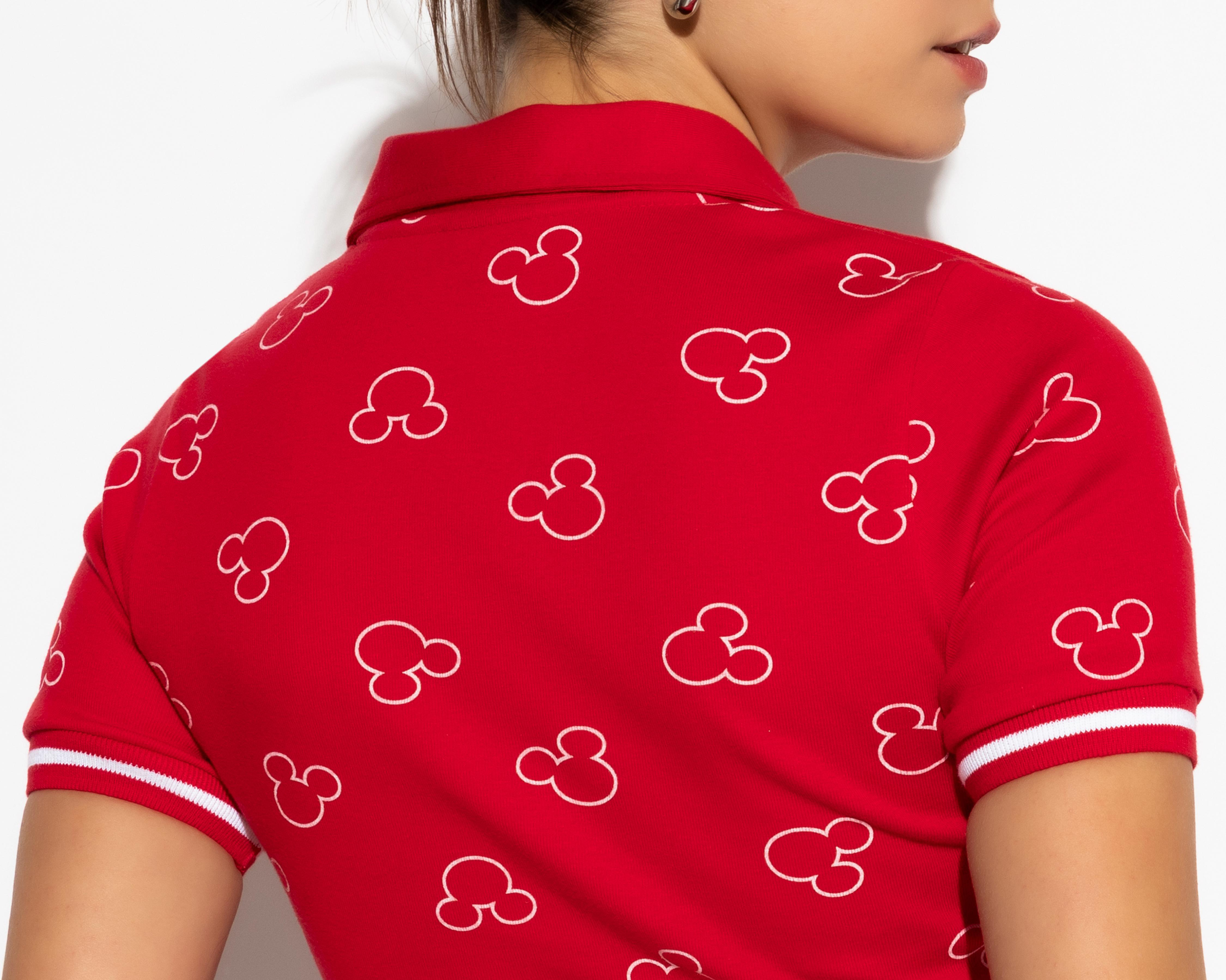 Foto 6 pulgar | Playera Polo Disney Mickey Mouse Roja para Mujer