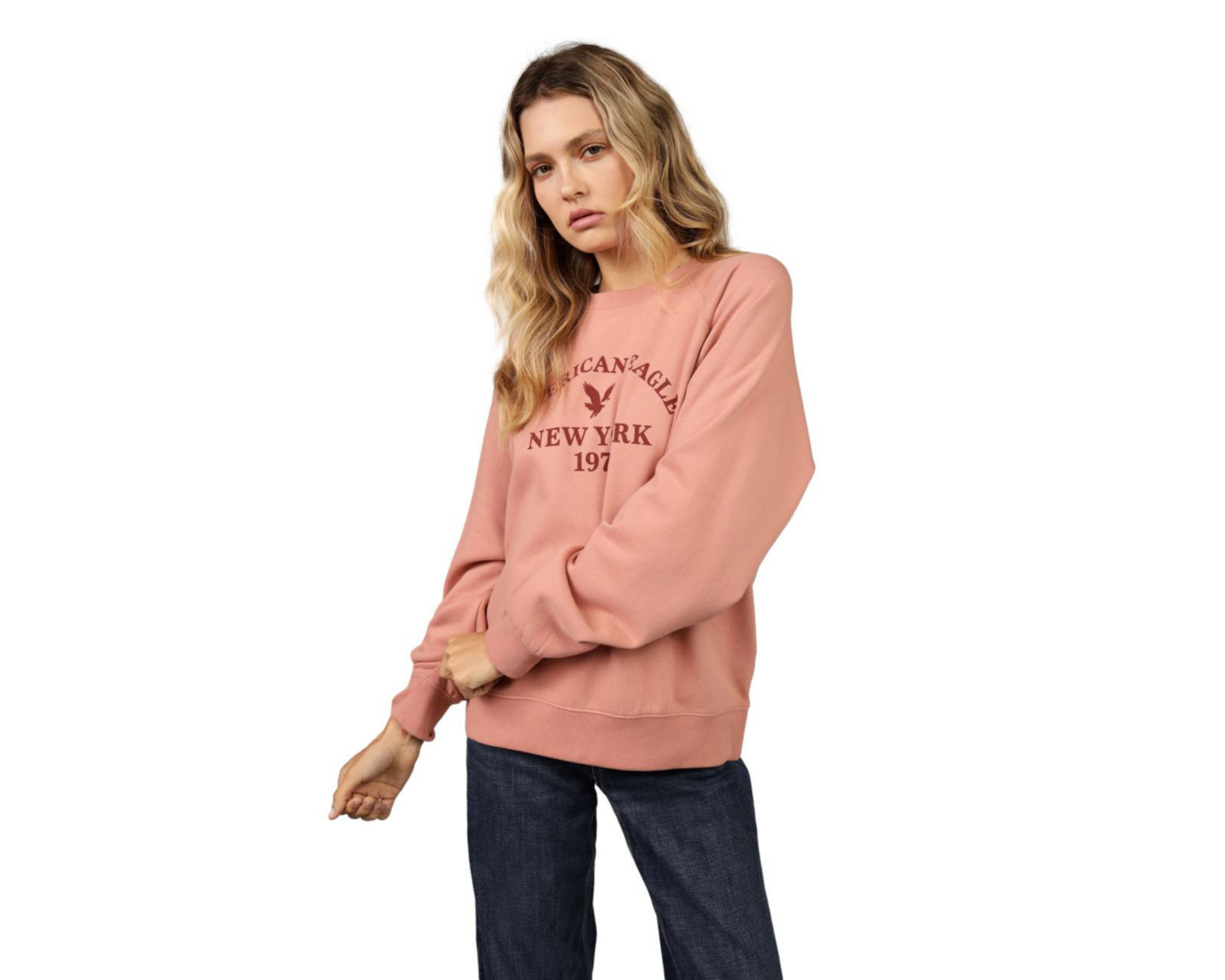 Foto 2 pulgar | Sudadera de Algodón Coral American Eagle para Mujer