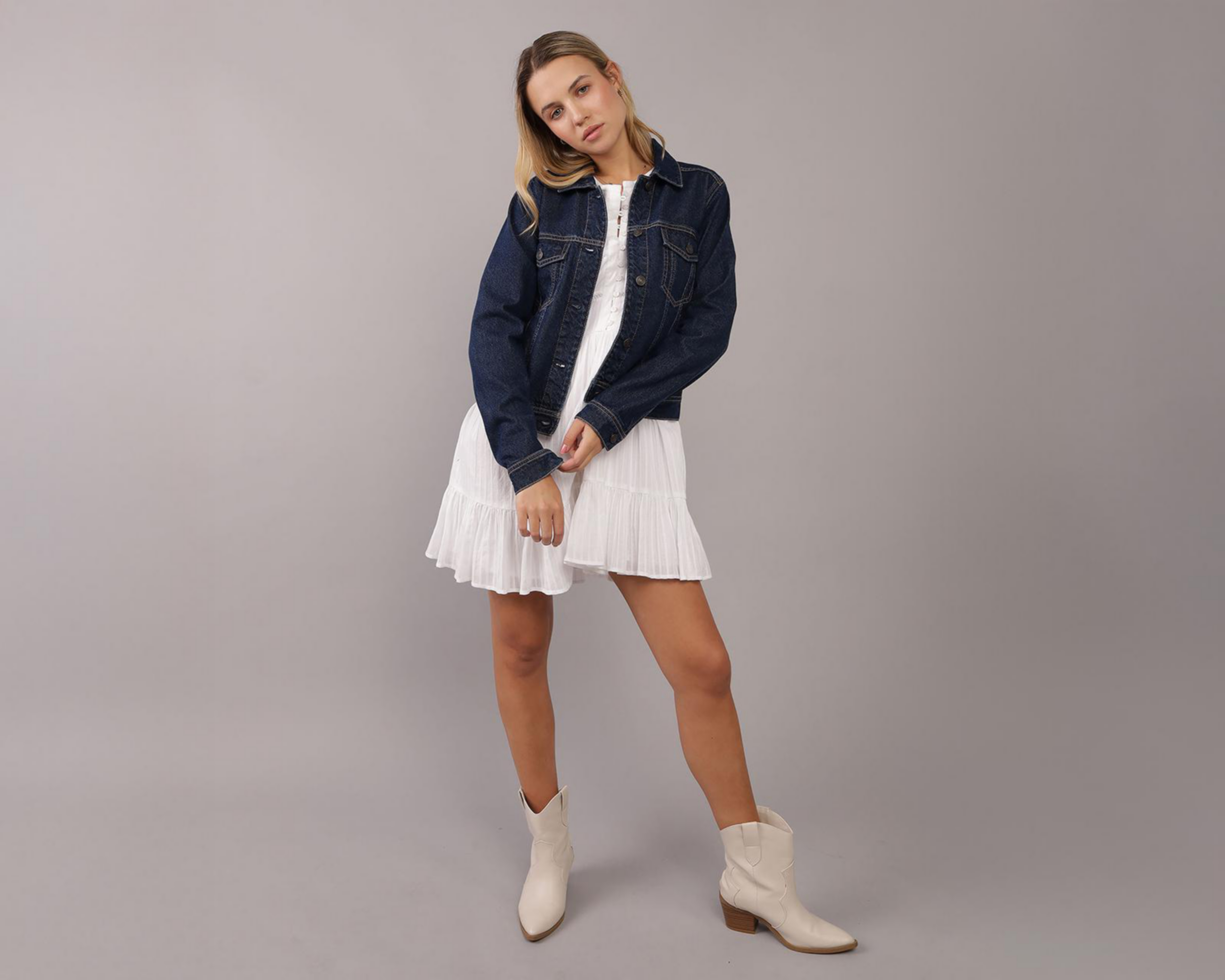 Foto 1 | Chamarra de Mezclilla Azul American Eagle para Mujer