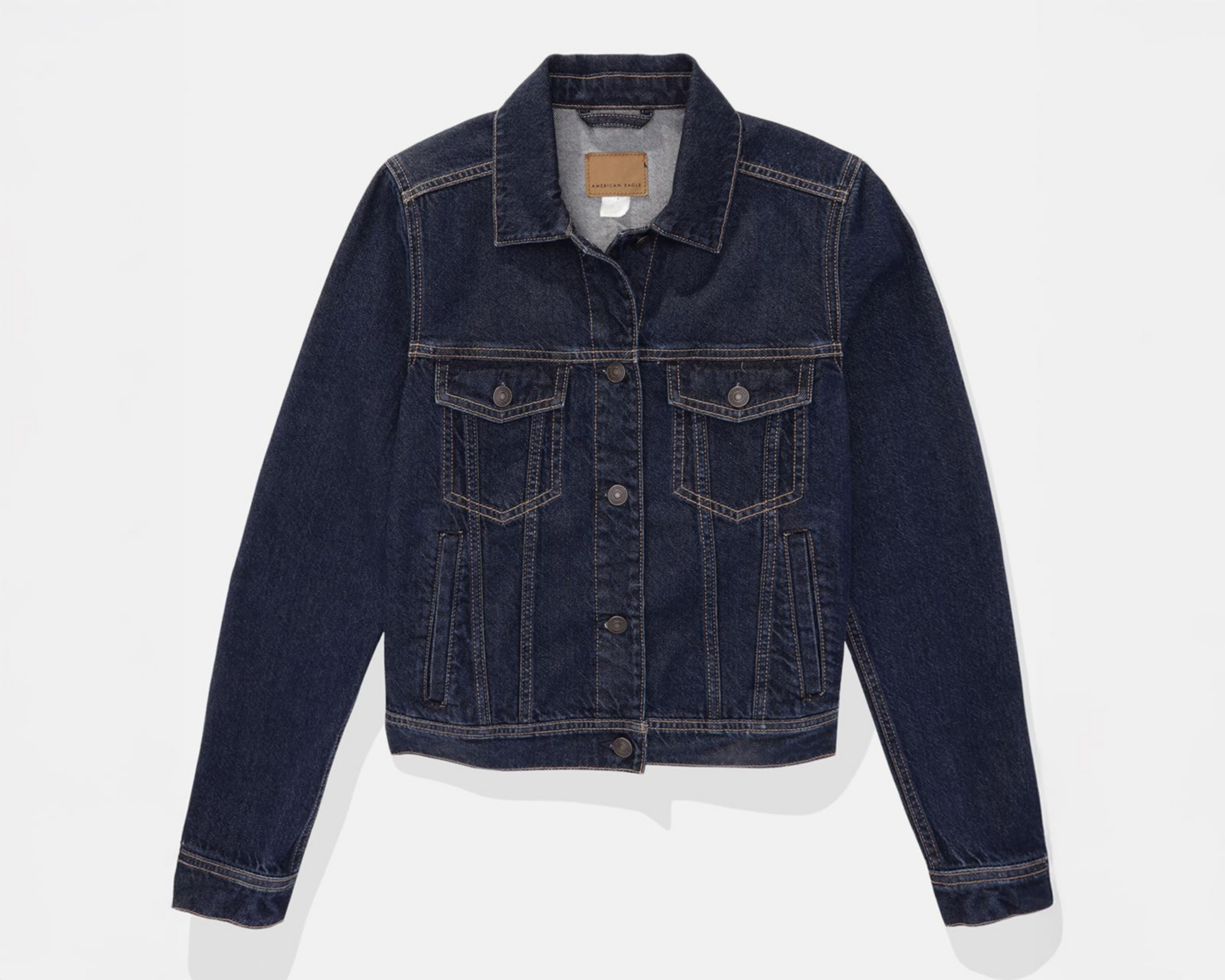 Foto 4 pulgar | Chamarra de Mezclilla Azul American Eagle para Mujer
