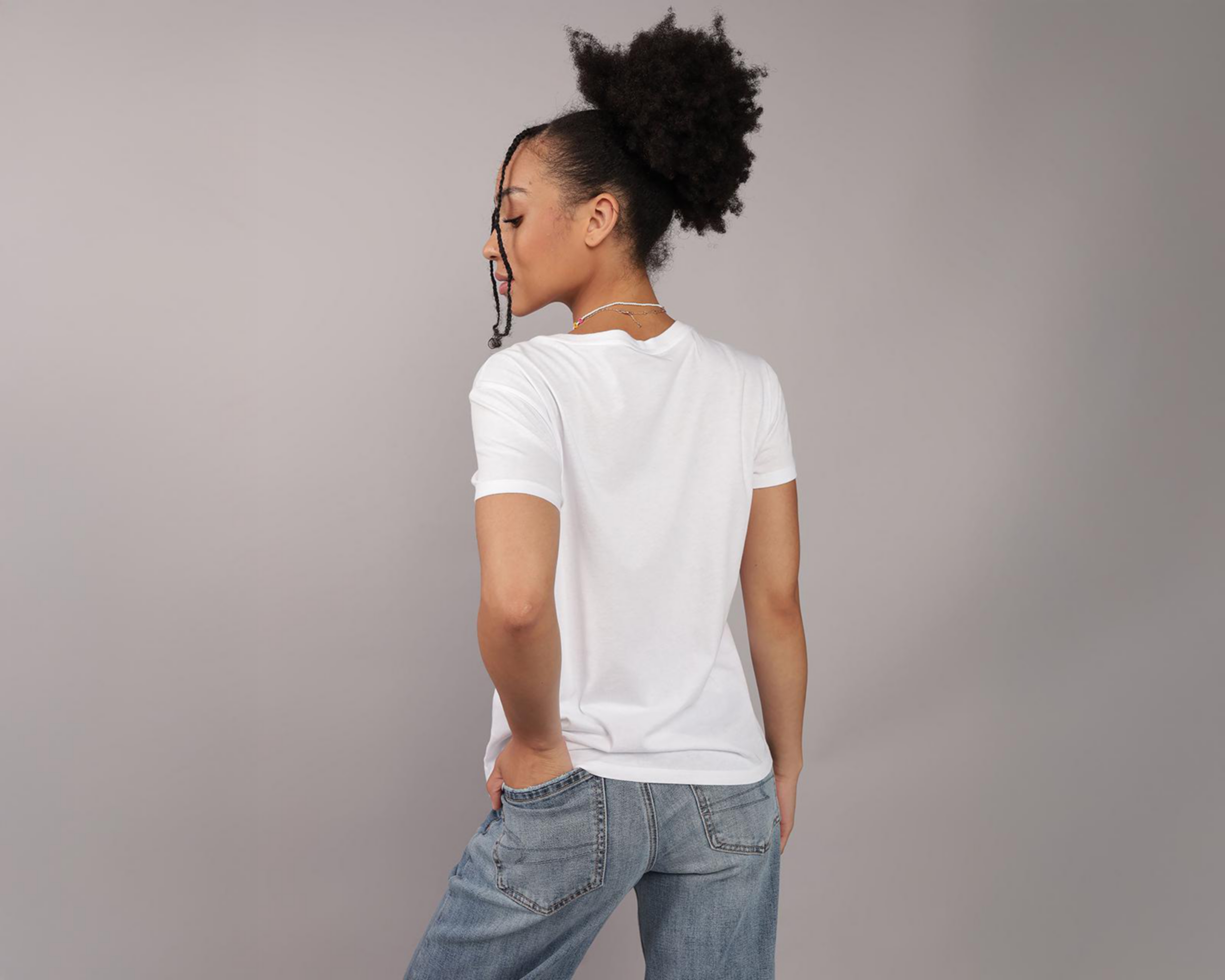 Foto 3 pulgar | Playera American Eagle Blanca para Mujer
