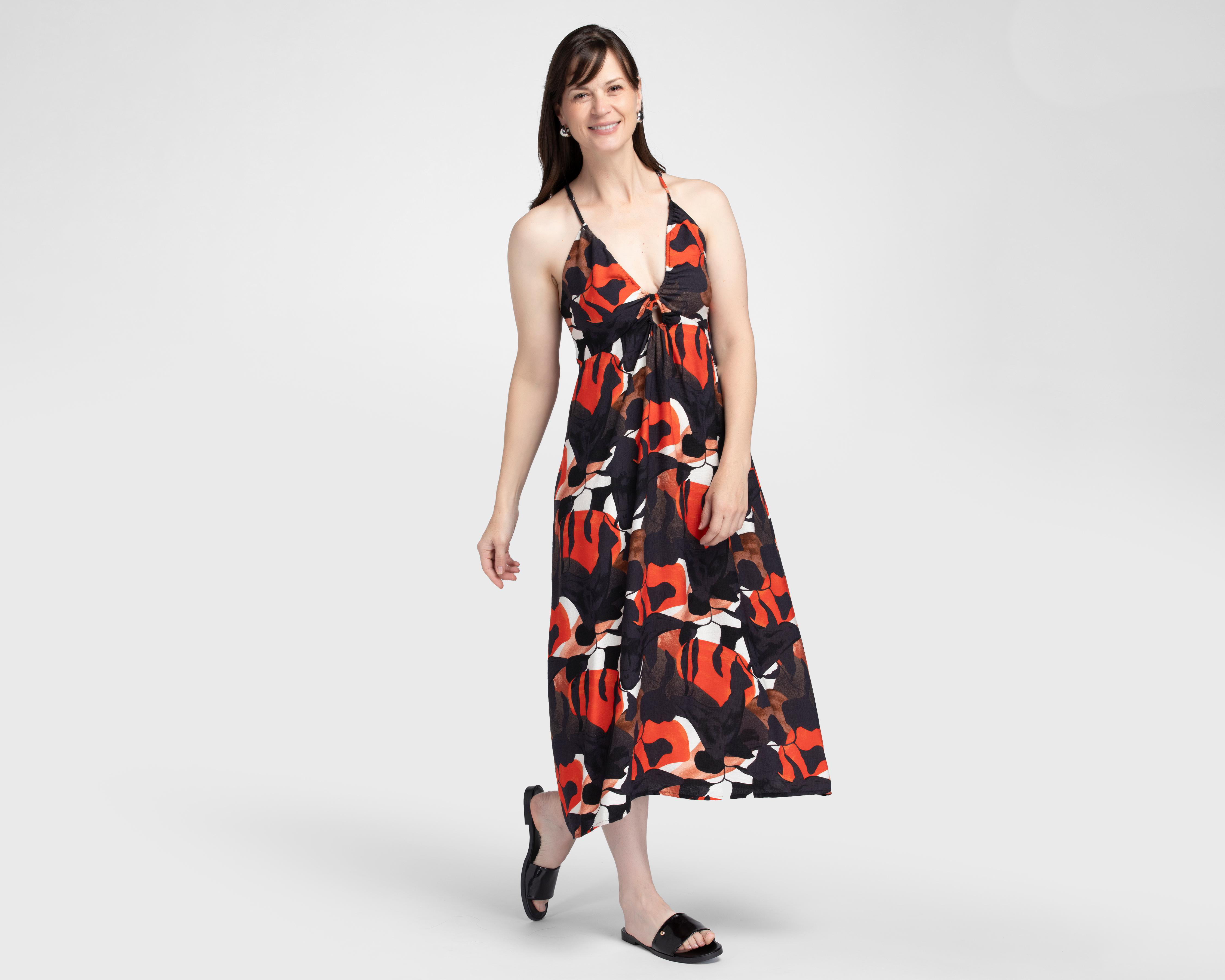 Vestido de Playa Sahara Print Floral Escote V con Tirantes para Mujer $199