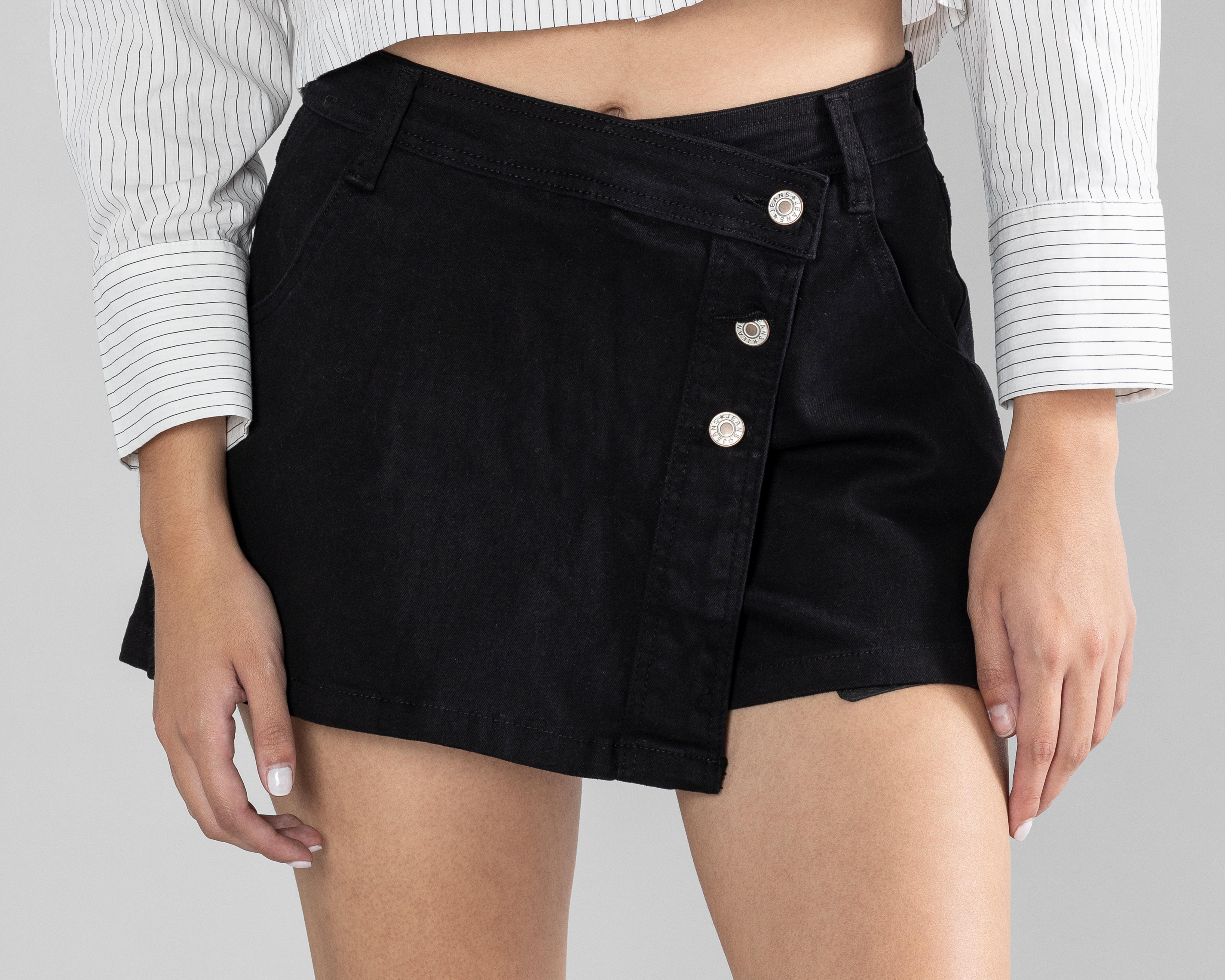 Foto 5 pulgar | Short Falda Strona de Mezclilla para Mujer