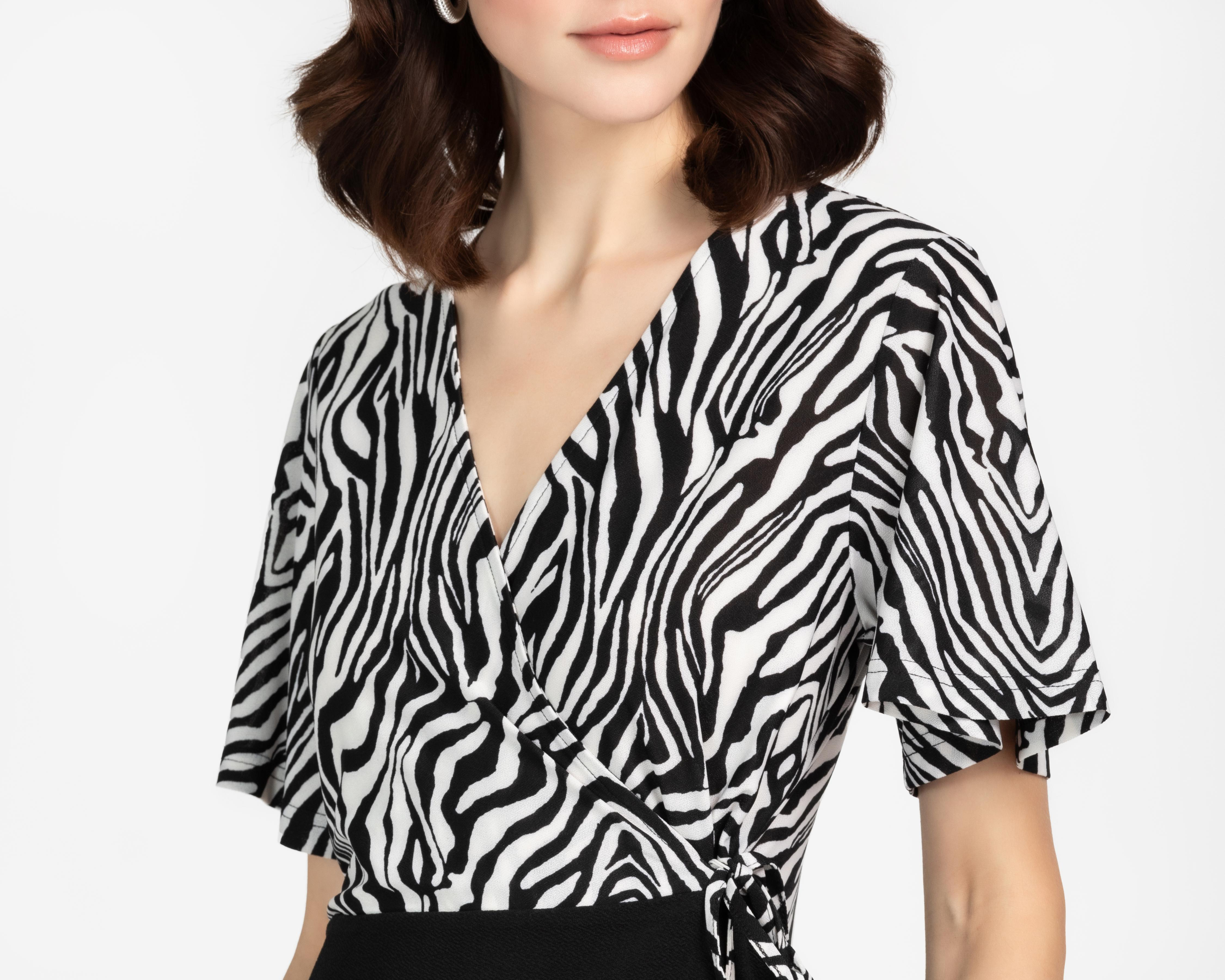 Foto 5 | Vestido Formal Sahara Estampado Manga Corta Cuello V para Mujer
