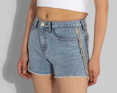 Foto 4 | Short Thinner con Aplicación de Piedras