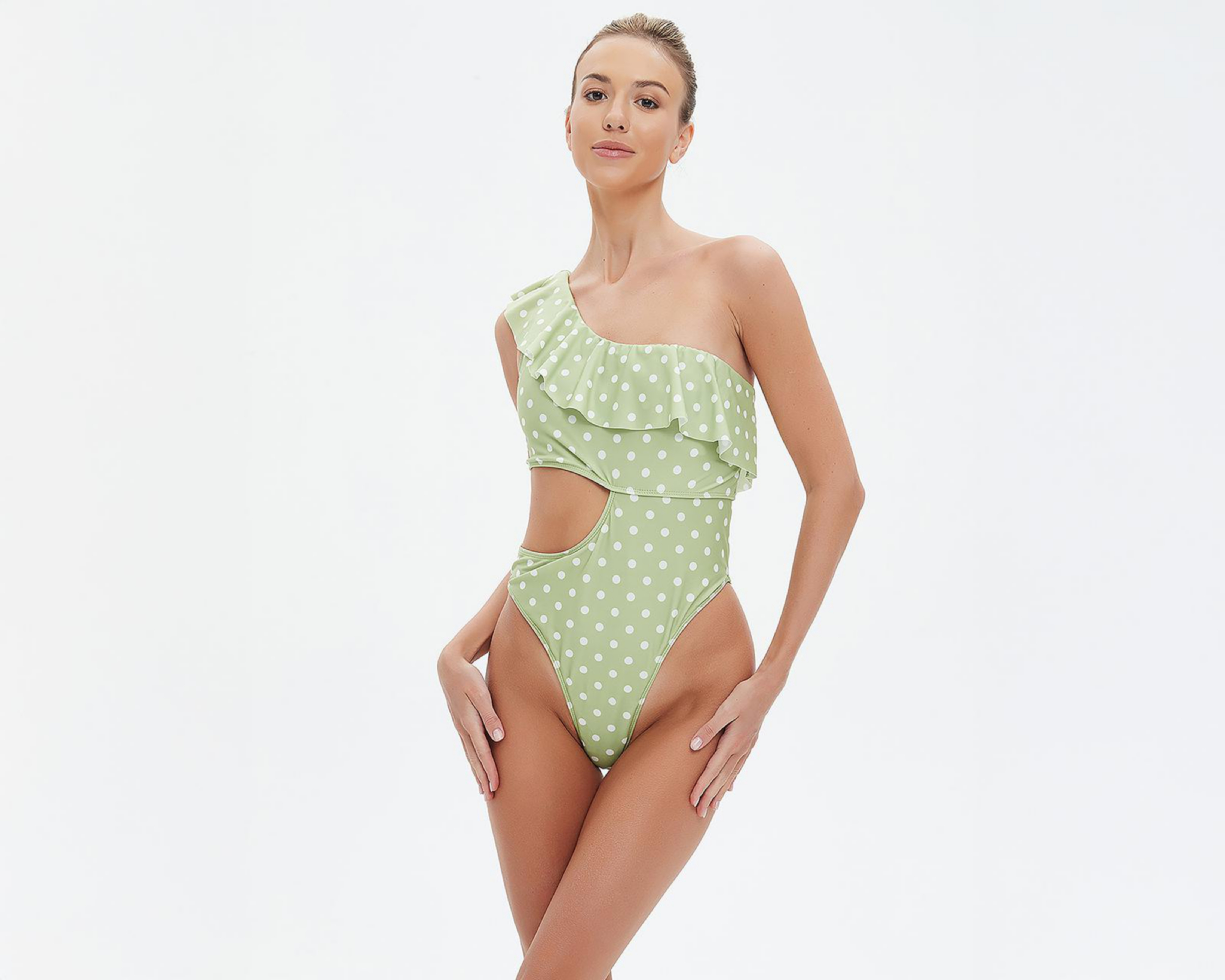 Foto 3 pulgar | Traje de Baño Completo Bebe con Olán para Mujer