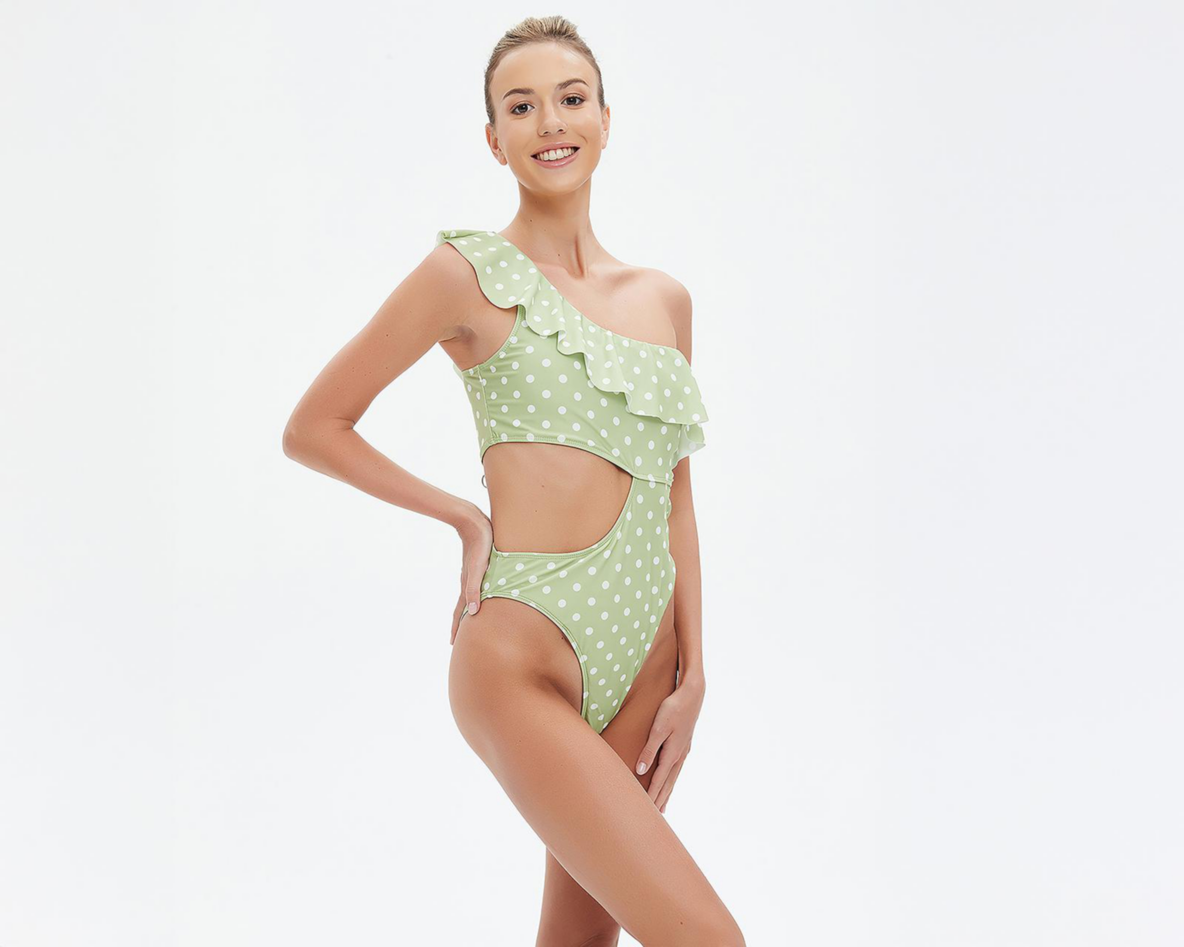 Foto 4 pulgar | Traje de Baño Completo Bebe con Olán para Mujer