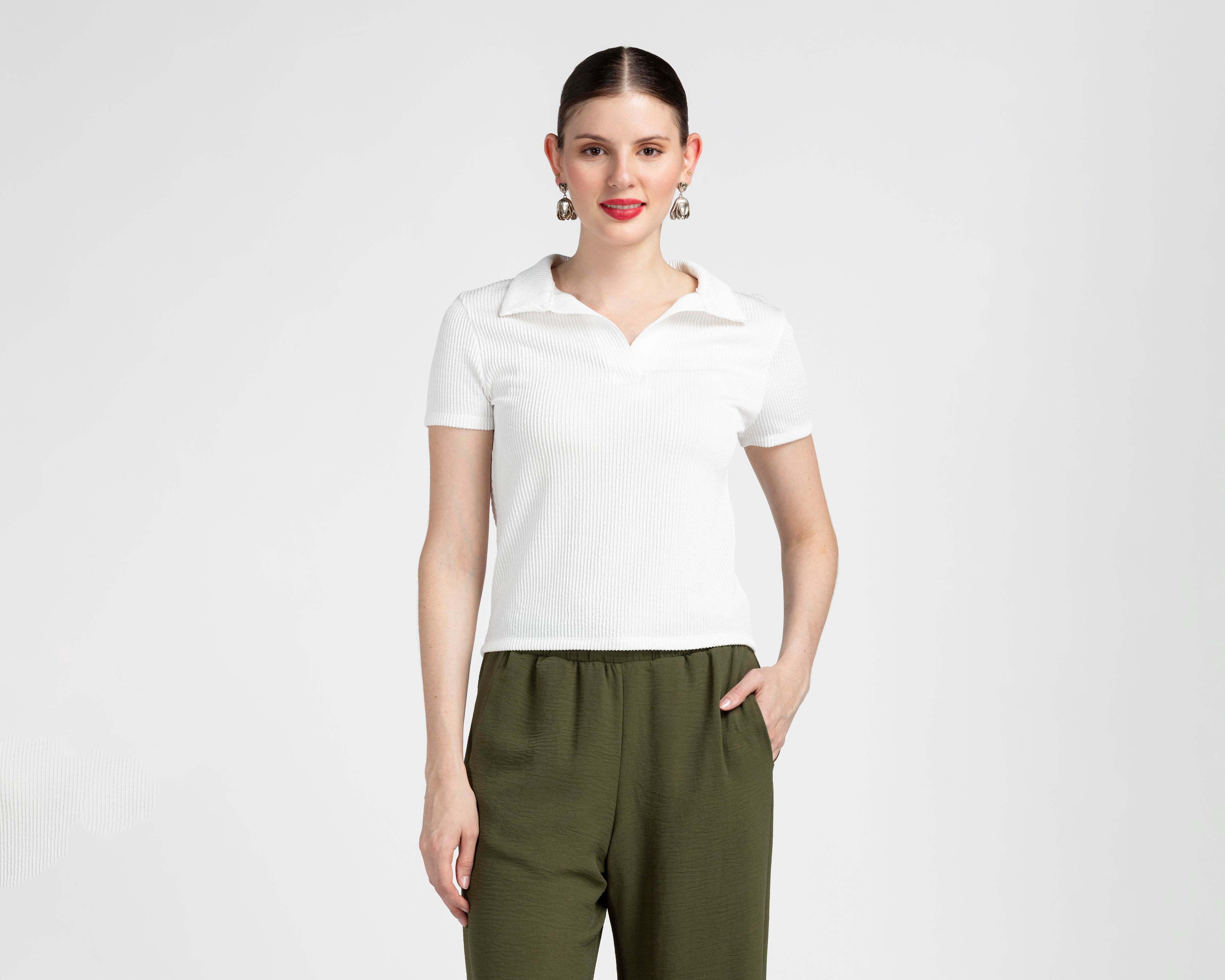 Foto 1 | Playera Polo Sahara Manga Corta Blanca para Mujer