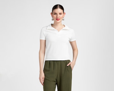Foto 1 | Playera Polo Sahara Manga Corta Blanca para Mujer