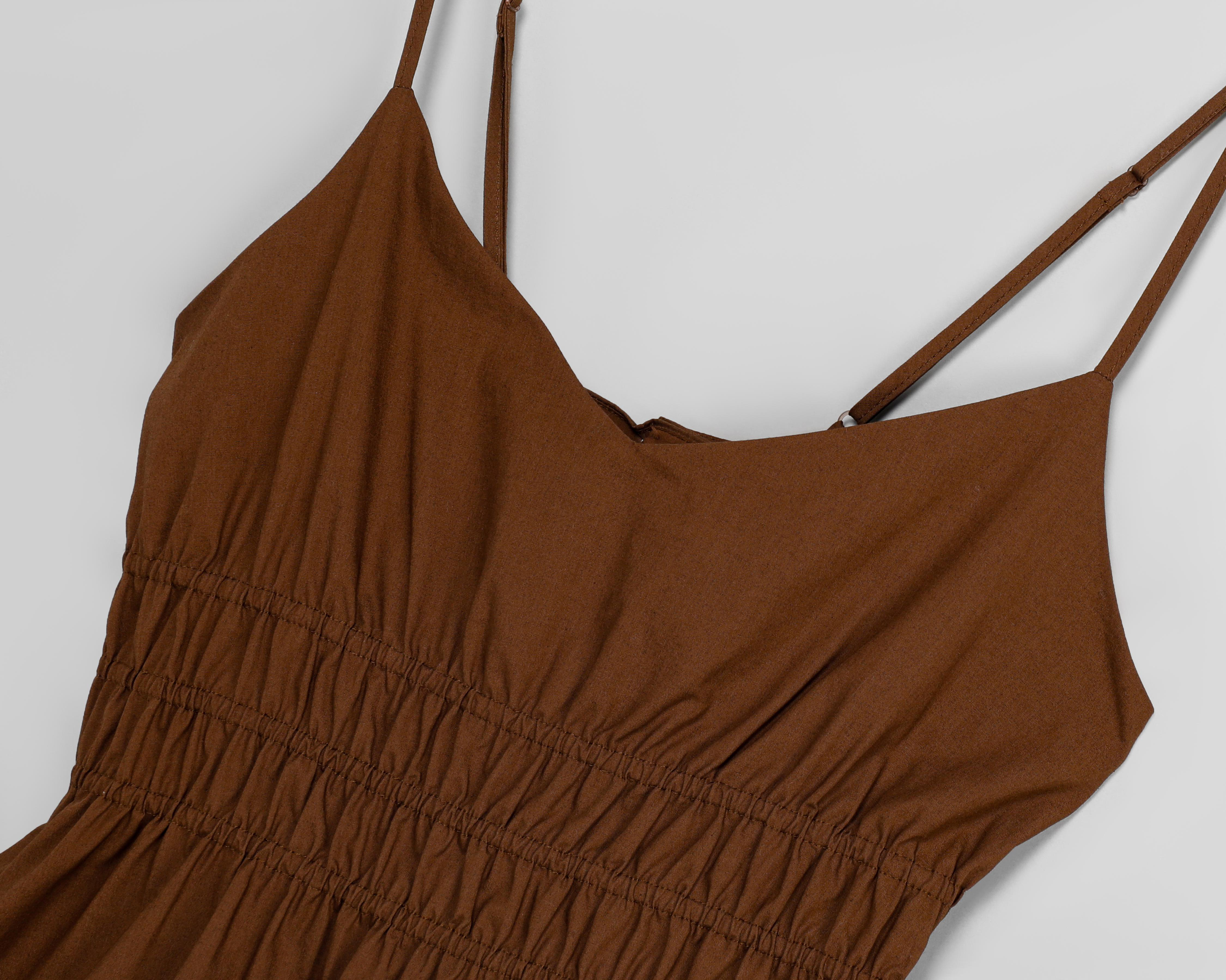 Foto 4 pulgar | Vestido Casual 18 Forever Café de Tirantes