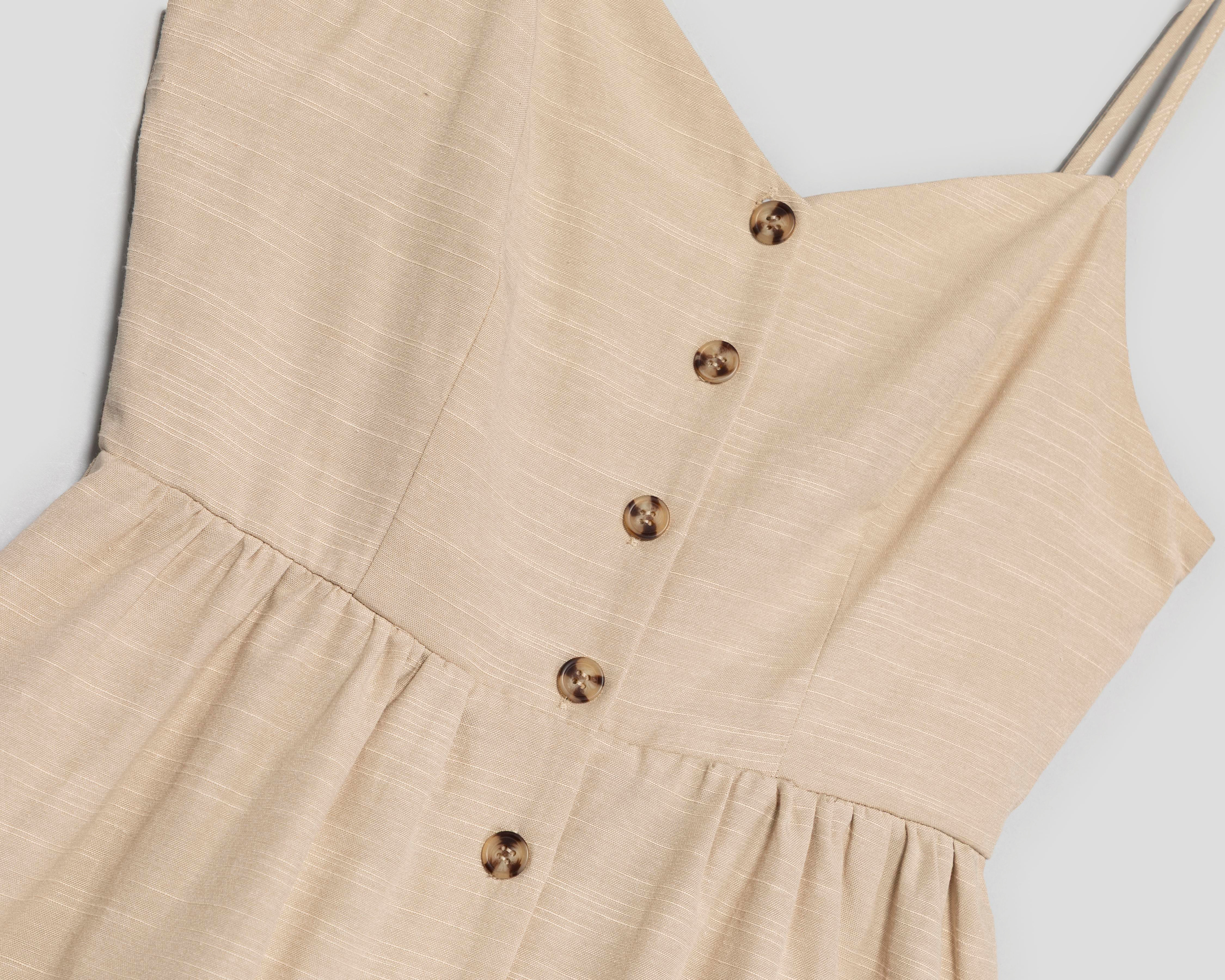 Foto 4 pulgar | Vestido Casual Sahara Beige sin Mangas para Mujer