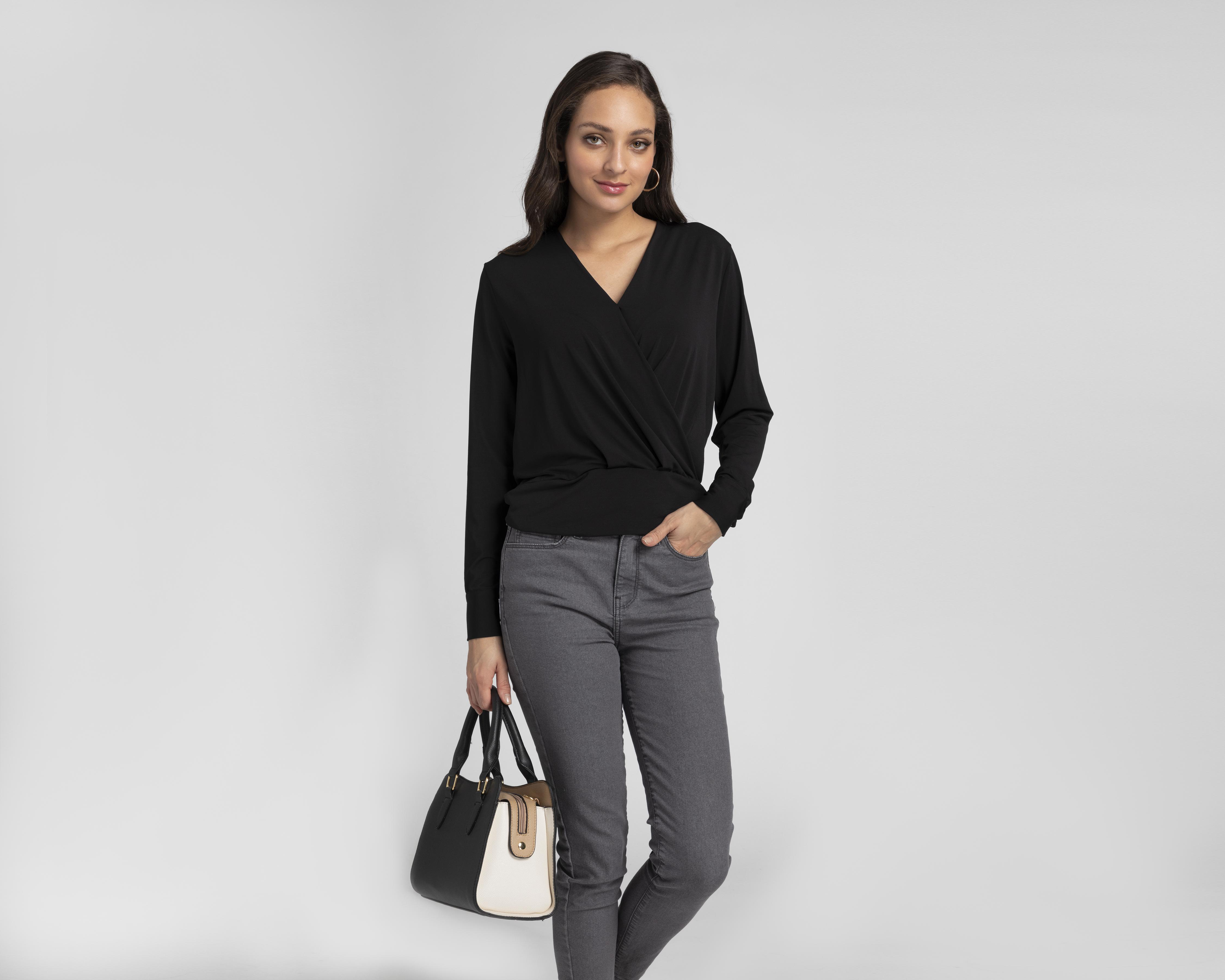 Foto 1 | Blusa Jennifer Lopez Manga Larga Escote Cruzado