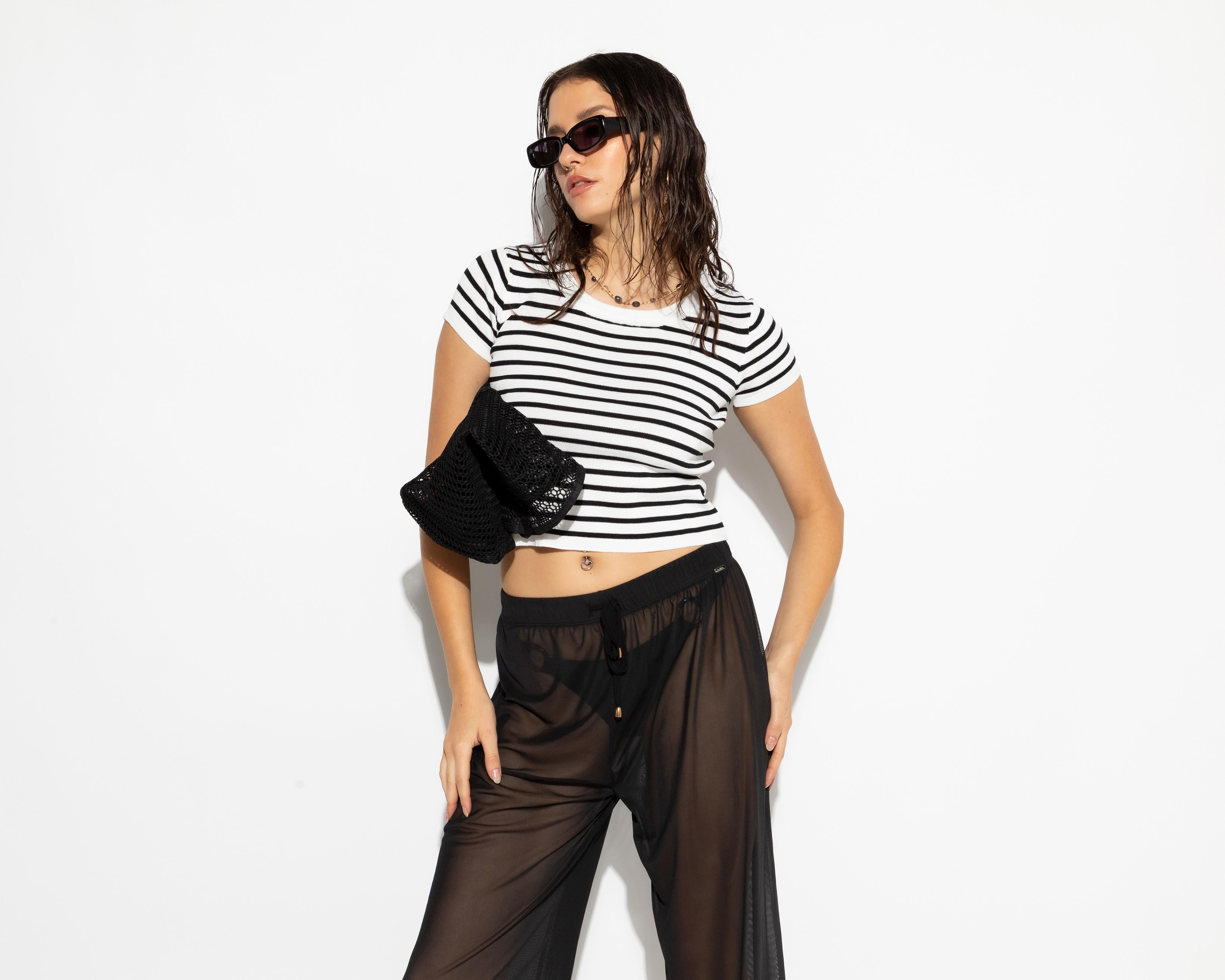 Crop Top a Rayas Strona para Mujer
