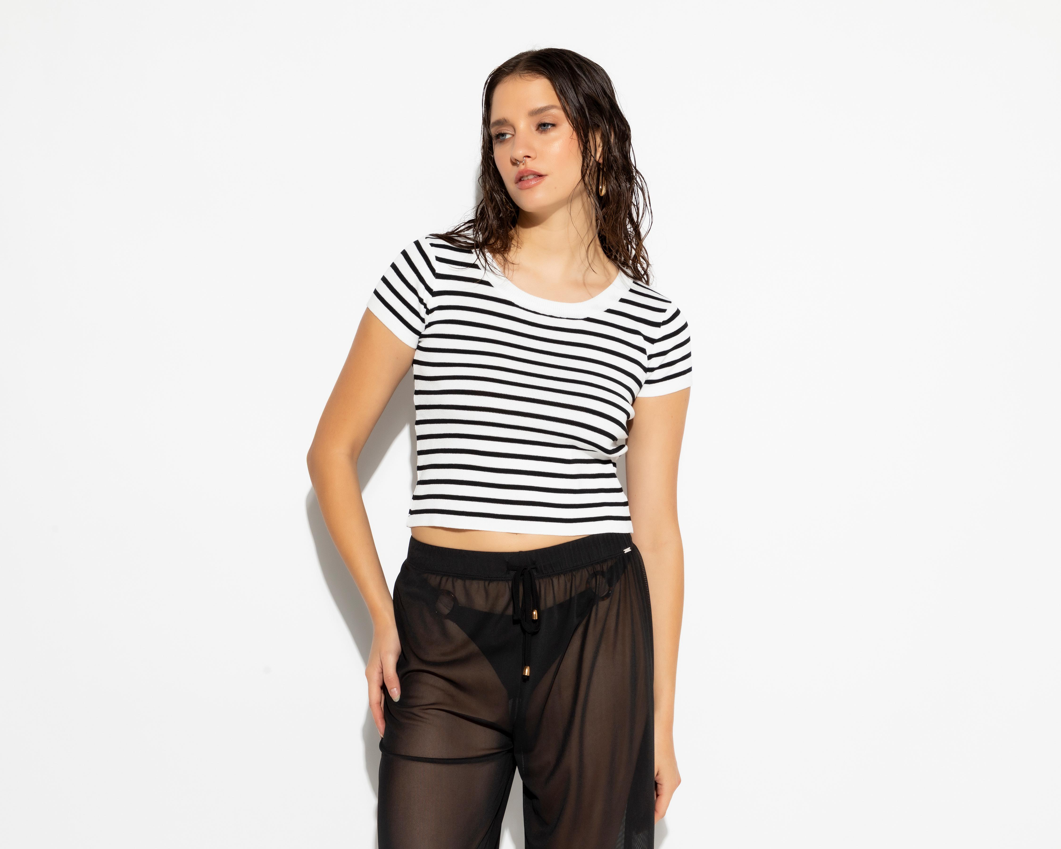Foto 3 pulgar | Crop Top a Rayas Strona para Mujer