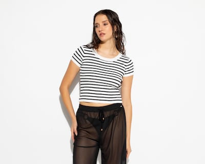 Foto 2 | Crop Top a Rayas Strona para Mujer