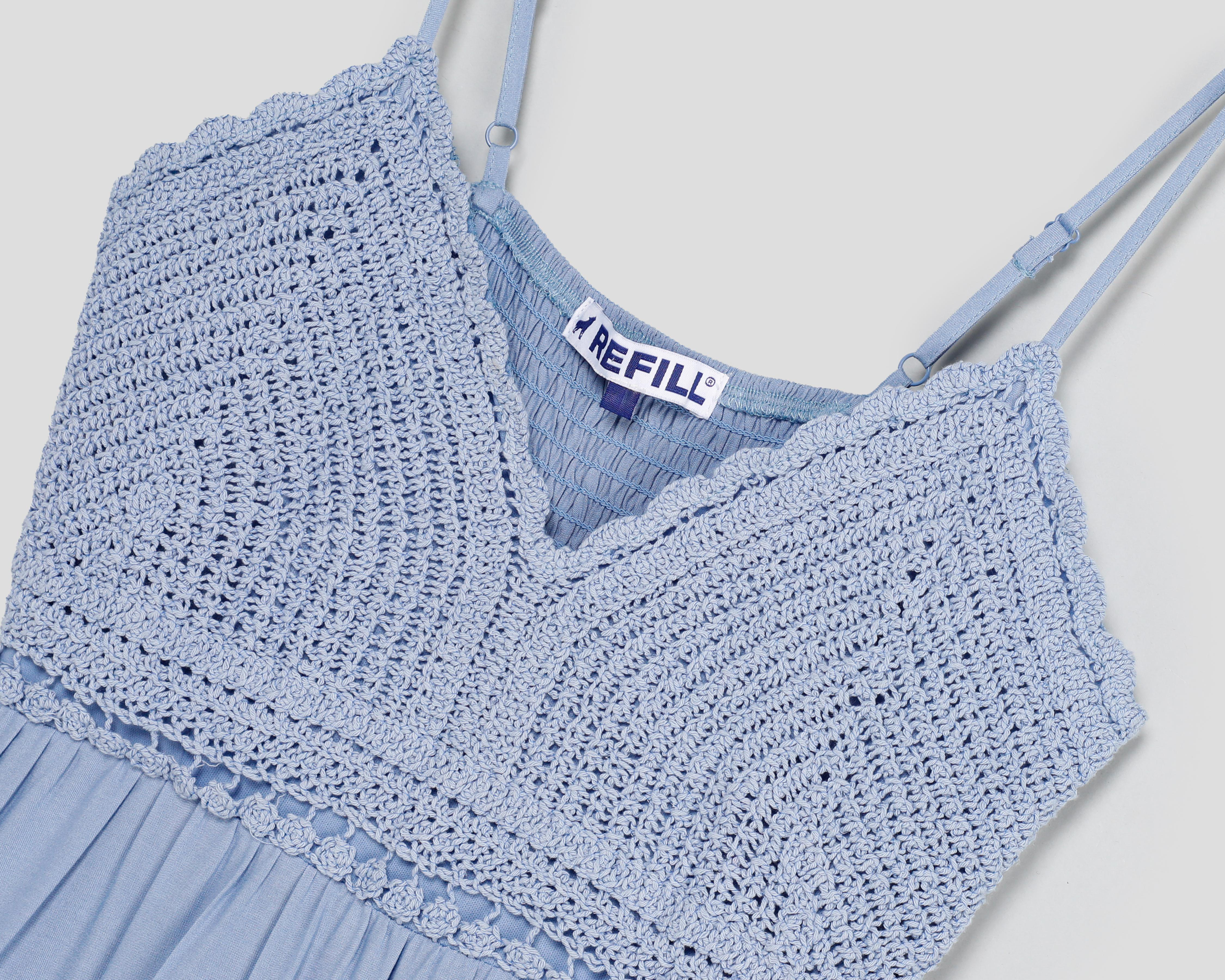 Foto 4 pulgar | Vestido Casual Refill Azul sin Manga para Mujer