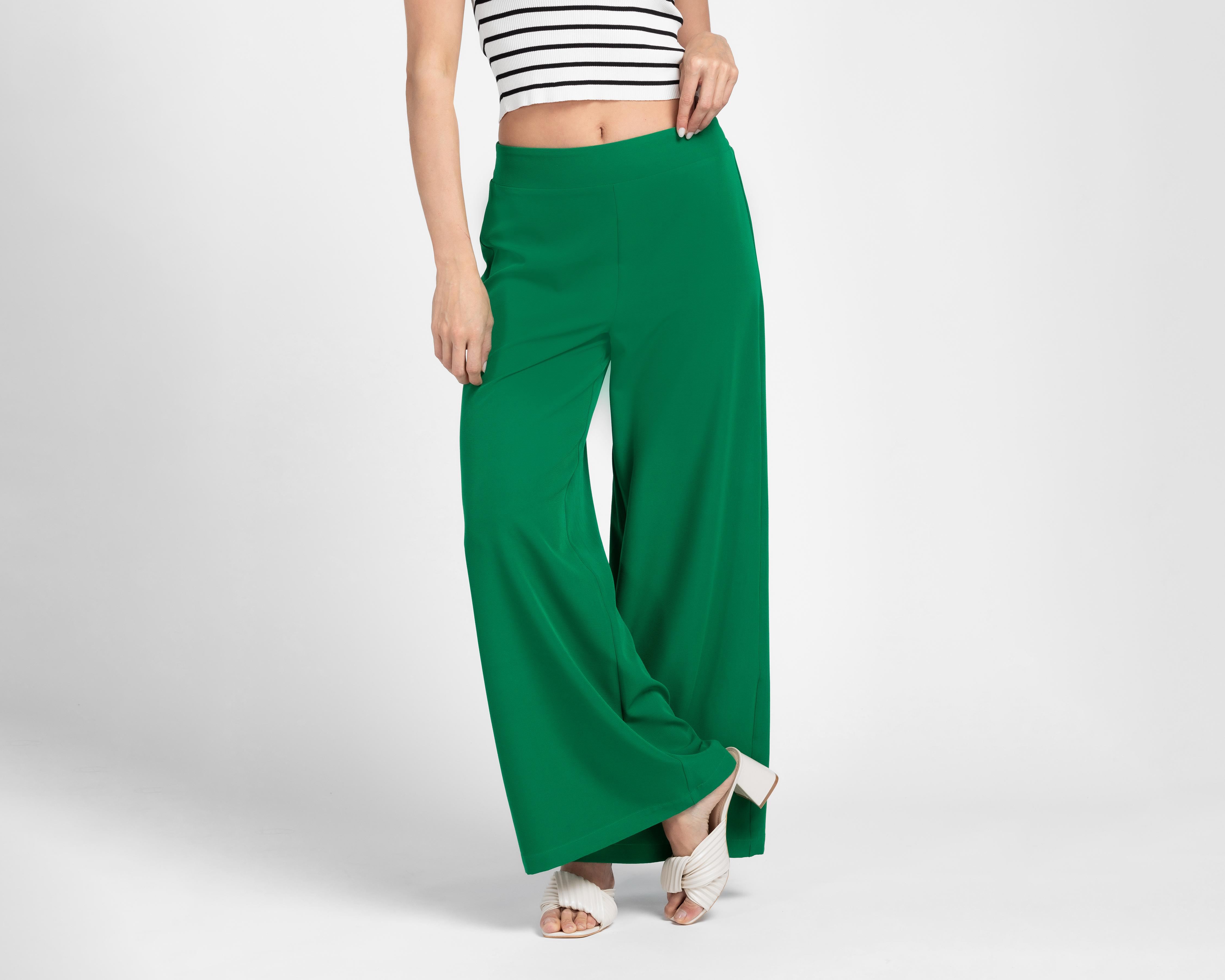 Foto 2 pulgar | Pantalón Ancho Sahara Verde para Mujer