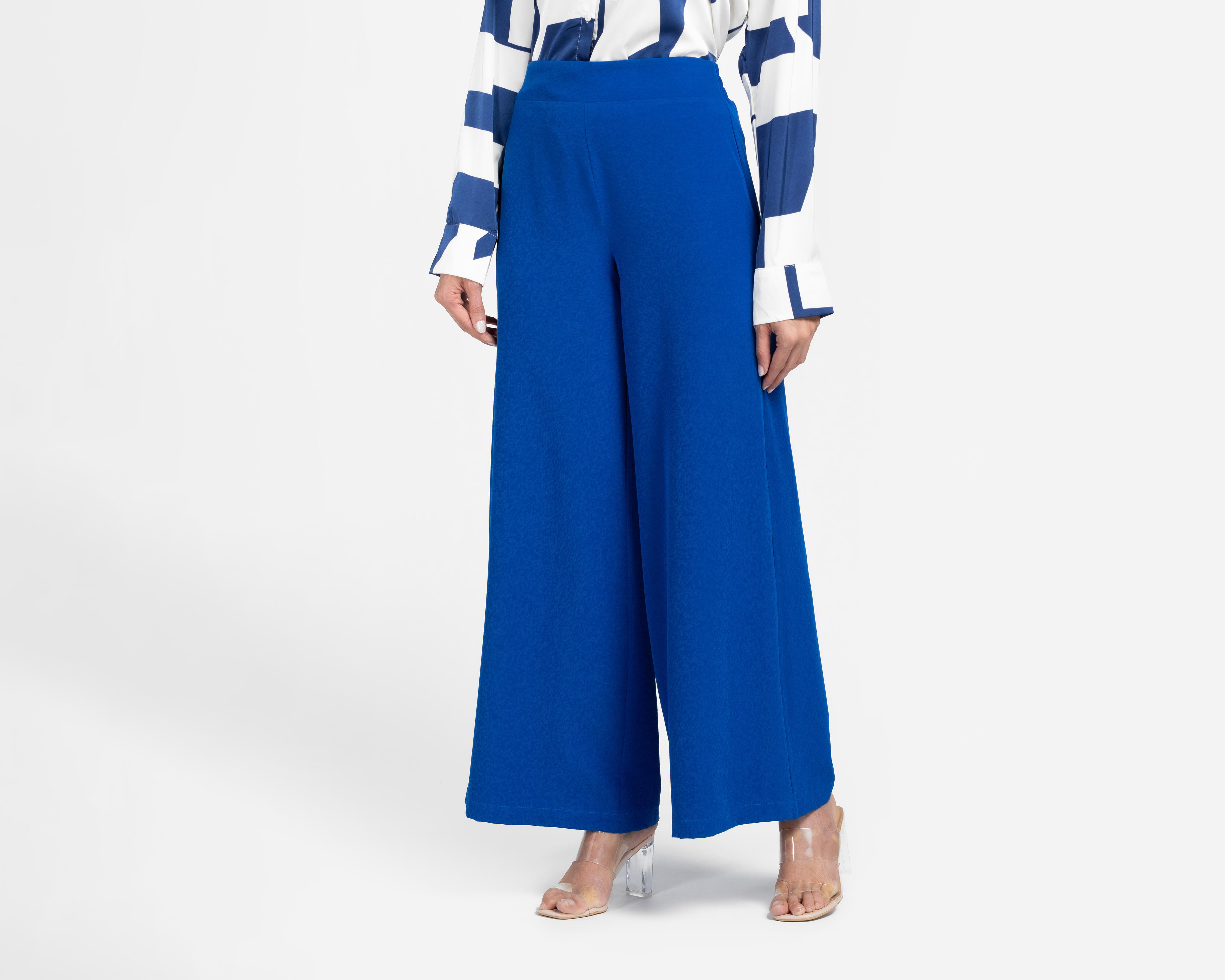 Foto 2 pulgar | Pantalón Ancho Sahara Azul para Mujer