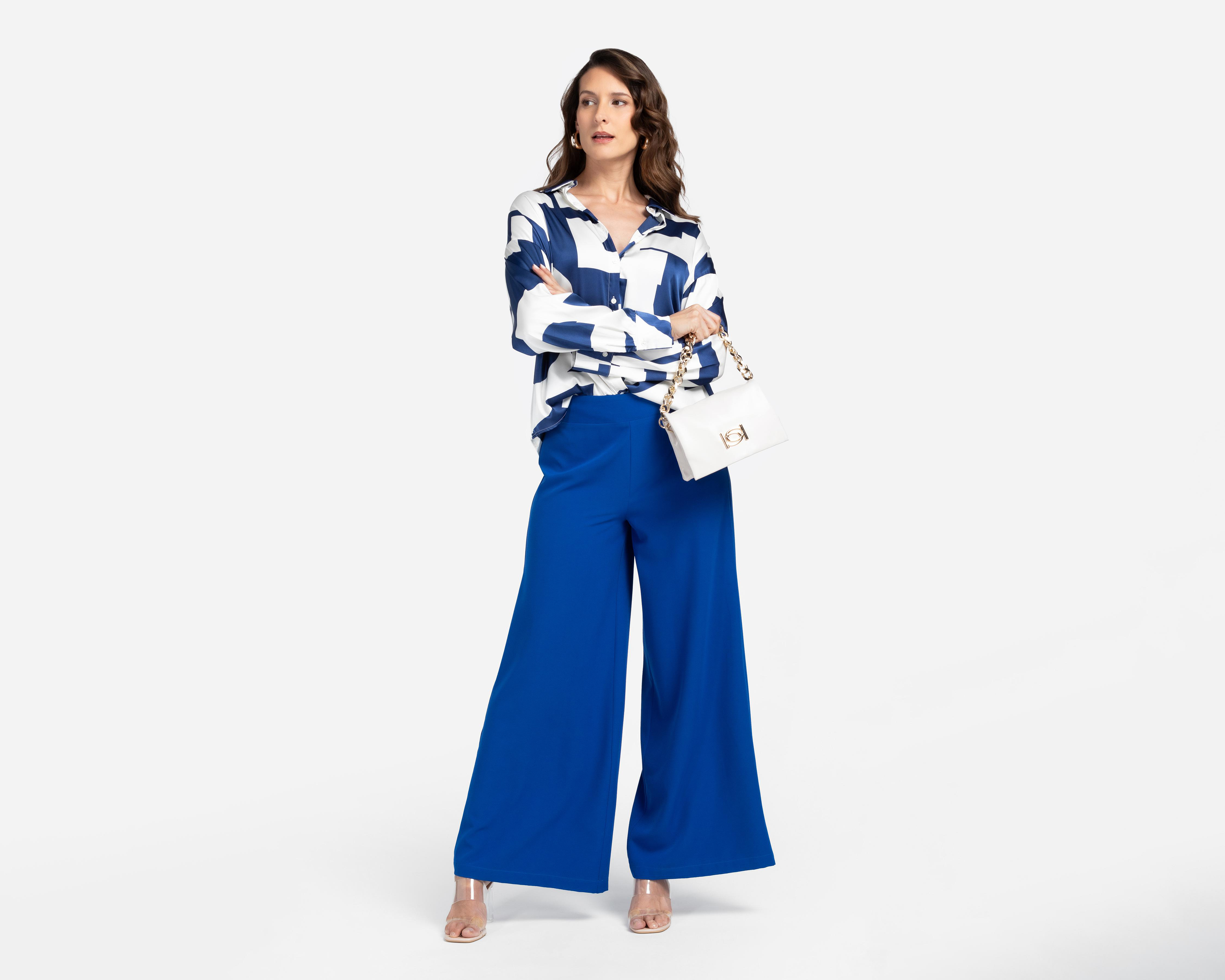 Foto 2 | Pantalón Ancho Sahara Azul para Mujer
