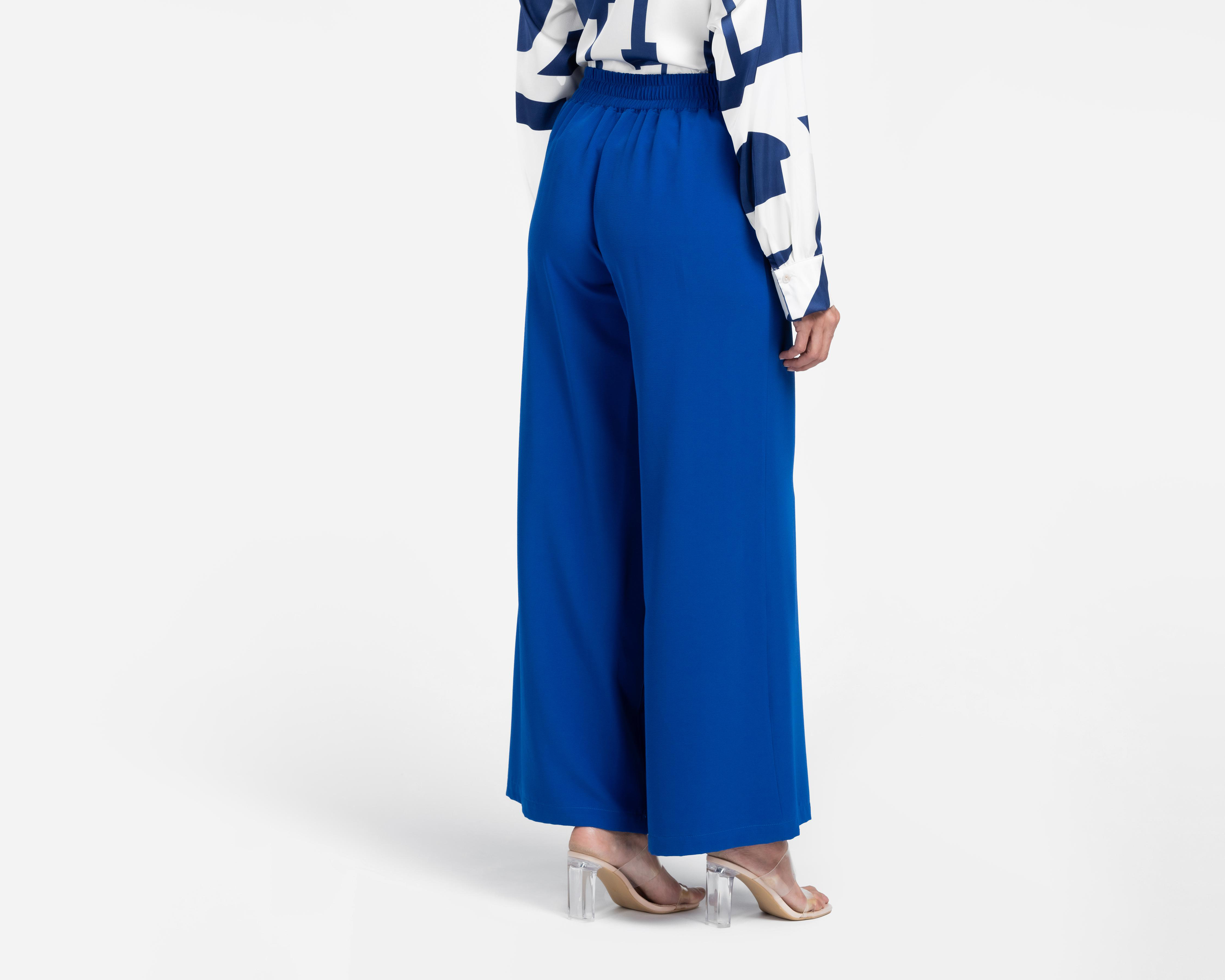 Foto 4 pulgar | Pantalón Ancho Sahara Azul para Mujer